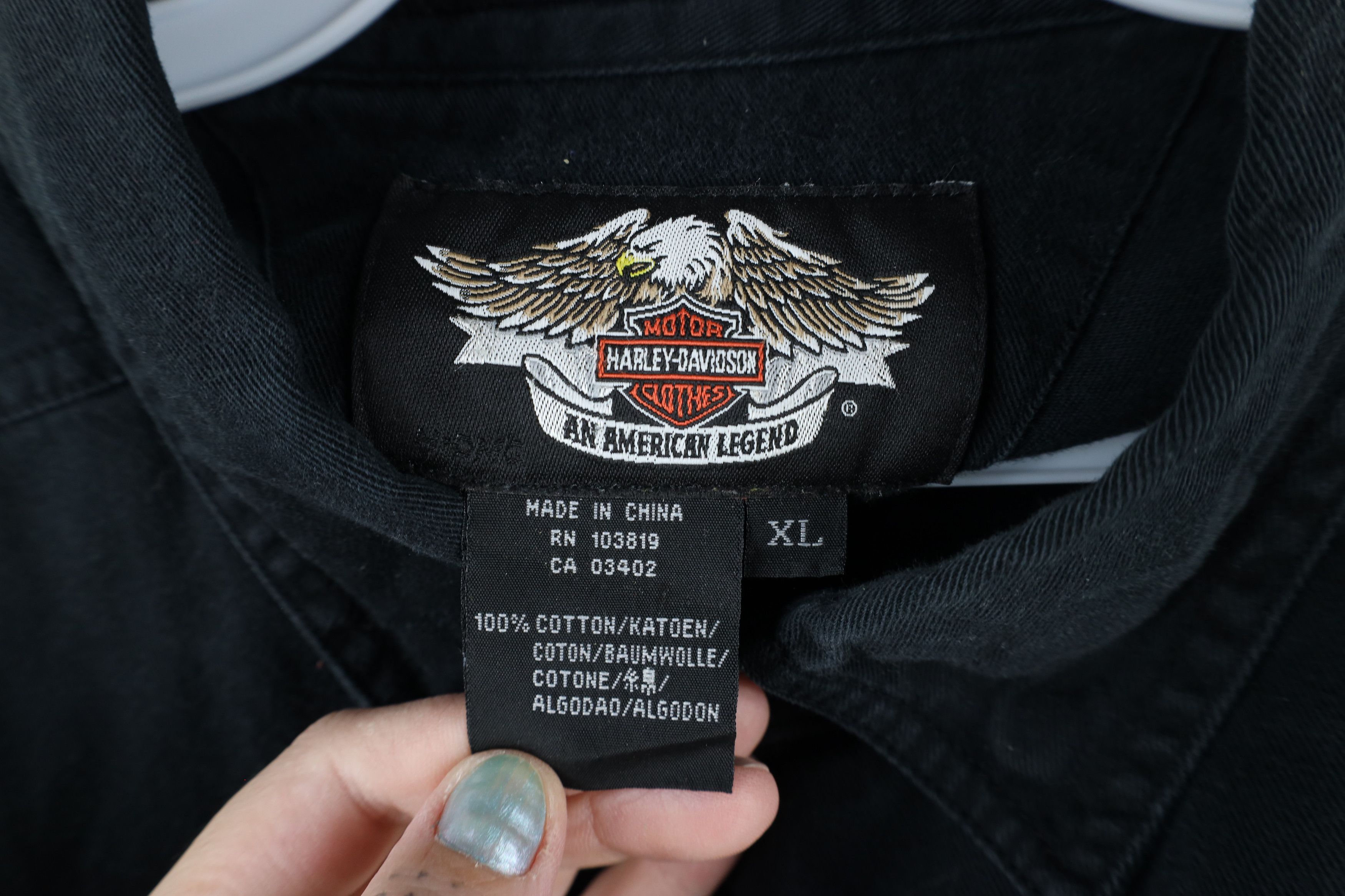 Harley Davidson × Vintage Vintage 90s Harley Davidson Spell Out Mechanic Button Shirt Size US L / EU 52-54 / 3 - 9 Thumbnail