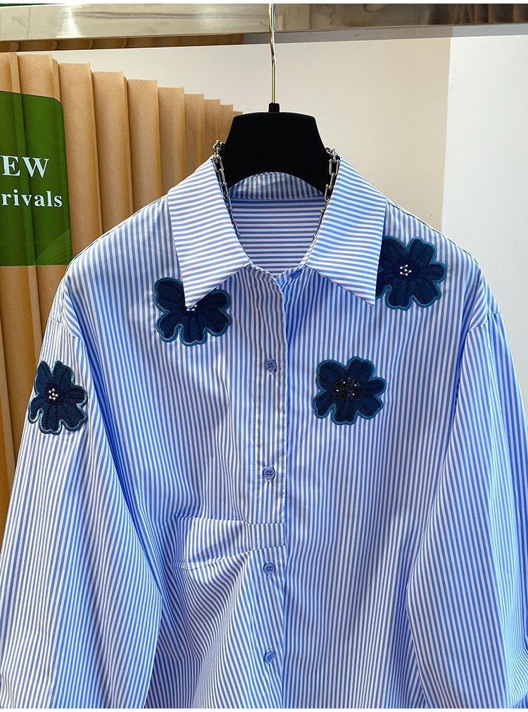 Other Embroidered Flower Striped Shirt Size US M / EU 48-50 / 2 - 2 Thumbnail