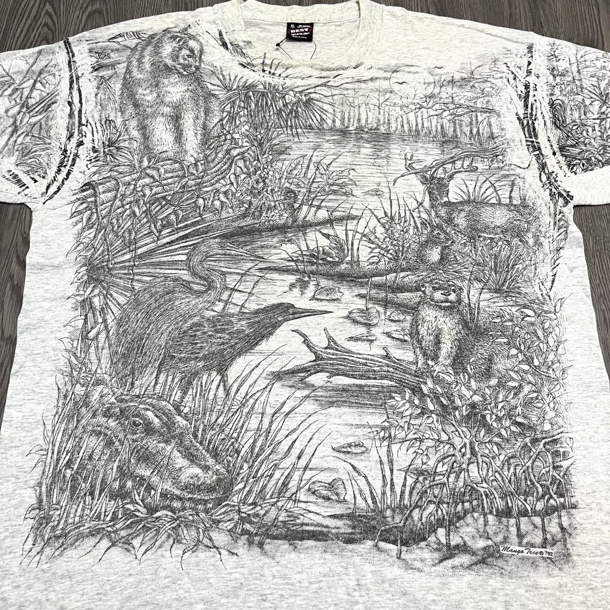 Vintage 90s Mango Tree All Over Print Nature Landscape T-shirt Size US XL / EU 56 / 4 - 3 Thumbnail
