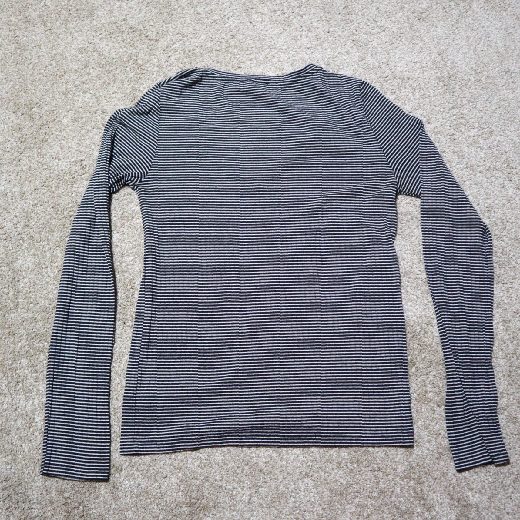 Vintage Aéropostale Shirt Cropped Long Sleeve Black White Striped Scoop Neck Women XL Size XL / US 12-14 / IT 48-50 - 7 Thumbnail