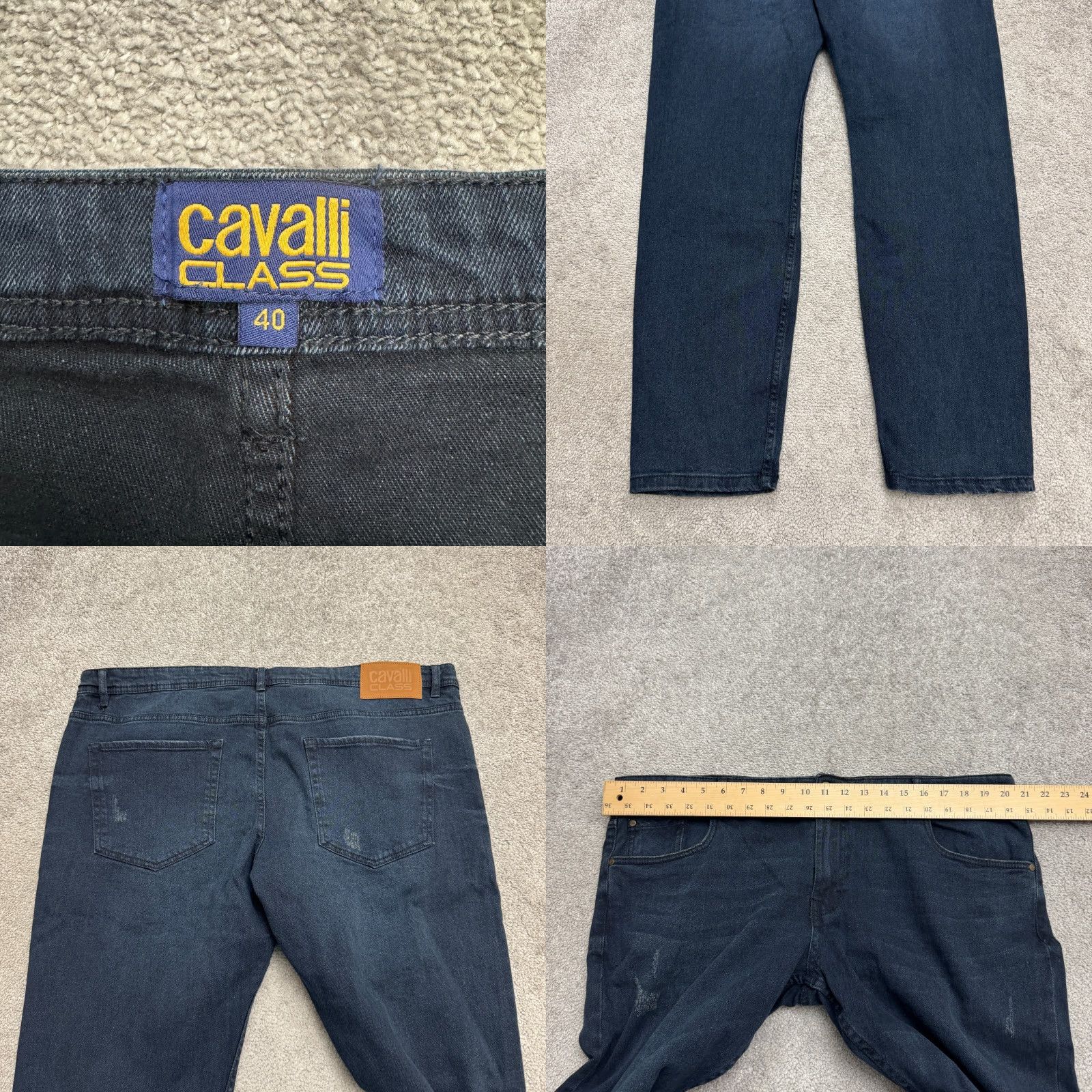 Cavalli Class Cavalli Class Jeans - Men - 40 - Distressed Straight Leg Denim - Blue Dark Wash - 5-Pocket - Regular Fit Size US 40 / EU 56 - 8 Thumbnail