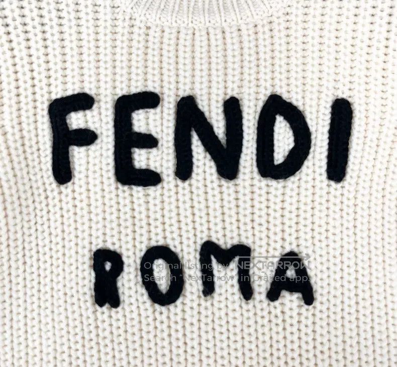 Fendi Fendi Beige Roma Flock Letter Knit Sweater Size XXS / US 00 / IT 34 - 2 Thumbnail