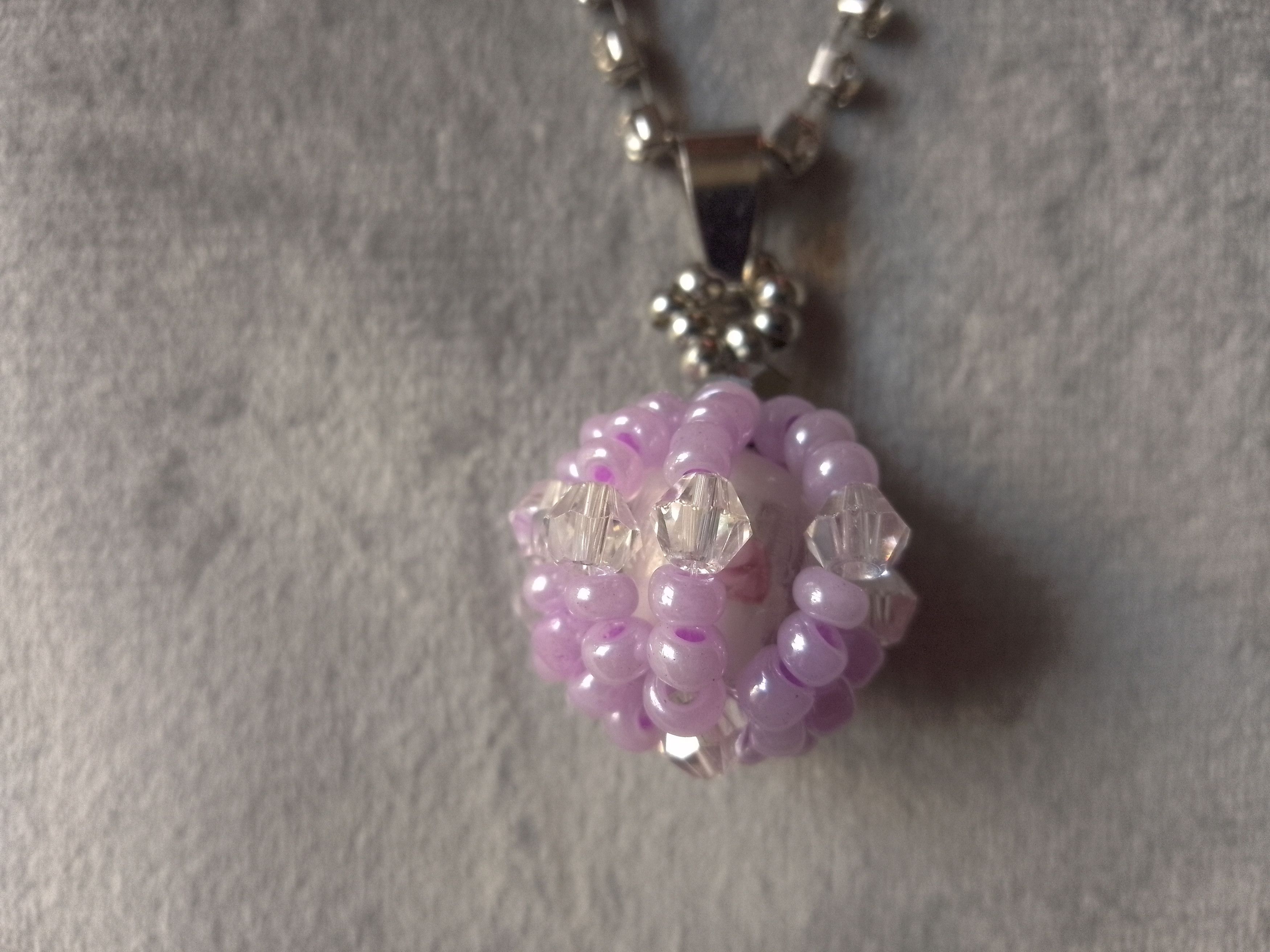 Handmade Necklace Beaded Pearl Pendant Earrings Purple Size ONE SIZE - 5 Thumbnail