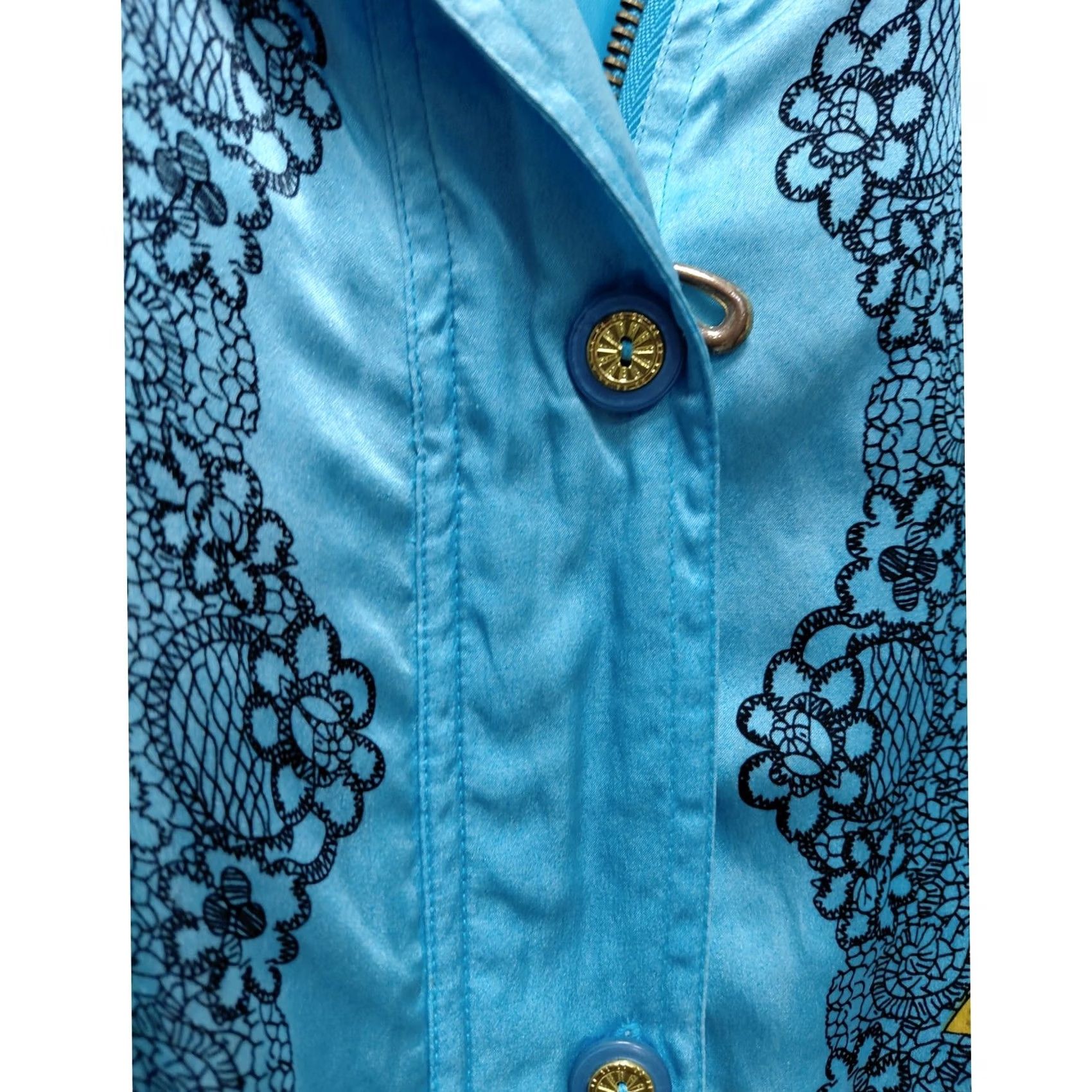 Vintage Mureli Embroidered Jacket Blue Long Sleeve Collared 100% Silk Women Size M Size M / US 6-8 / IT 42-44 - 4 Thumbnail