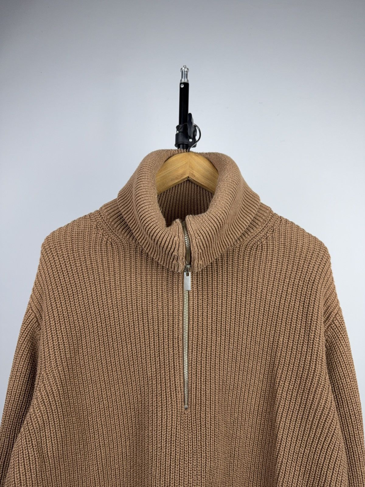 Cos Avant Garde COS Chunky Knit Half Zip Wool Sweater Minimalist Size US L / EU 52-54 / 3 - 2 Thumbnail