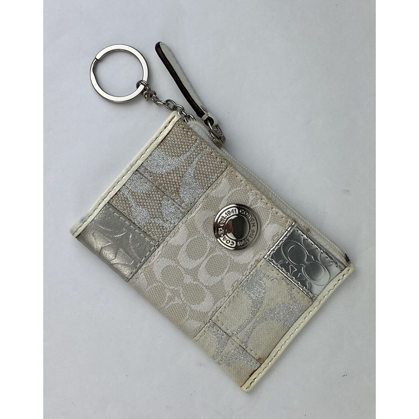 Coach Coach Patchwork Canvas Small Zip Coin Purse Pouch Keychain Size ONE SIZE - 1 Thumbnail