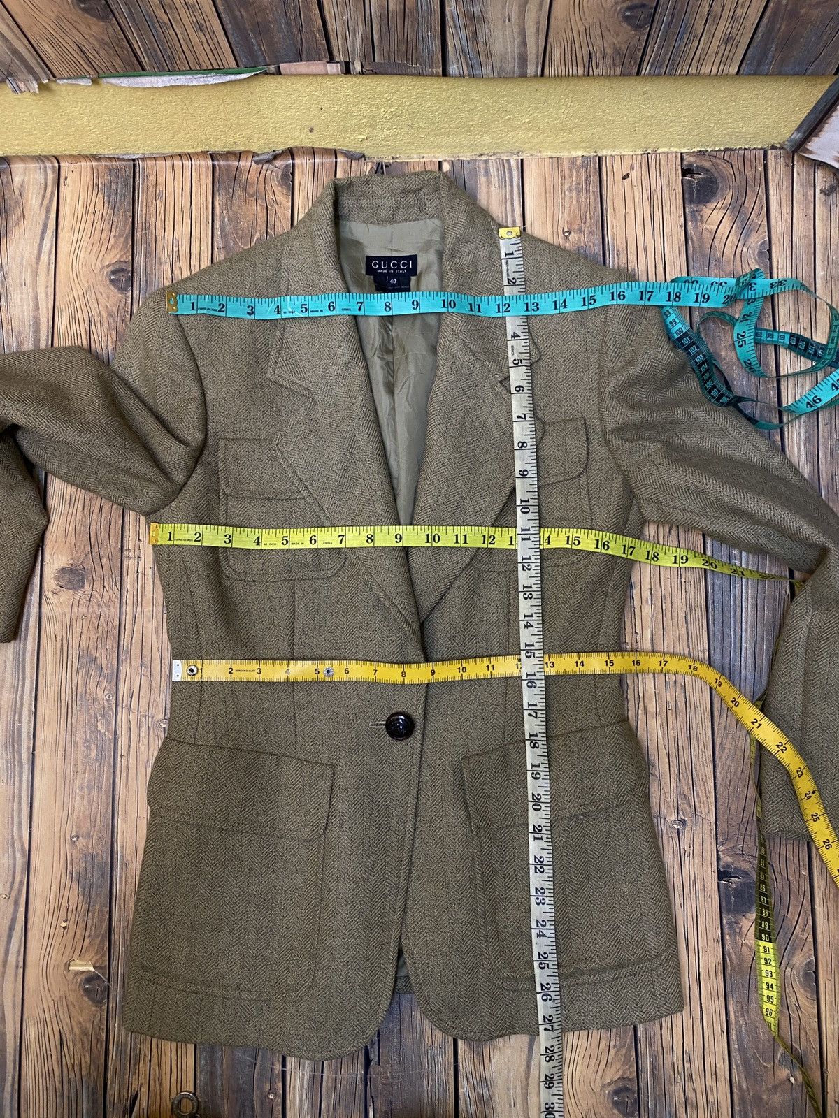 Gucci Vintage Gucci Wool Single Breasted Distressed Blazer Jacket Size S / US 4 / IT 40 - 11 Thumbnail