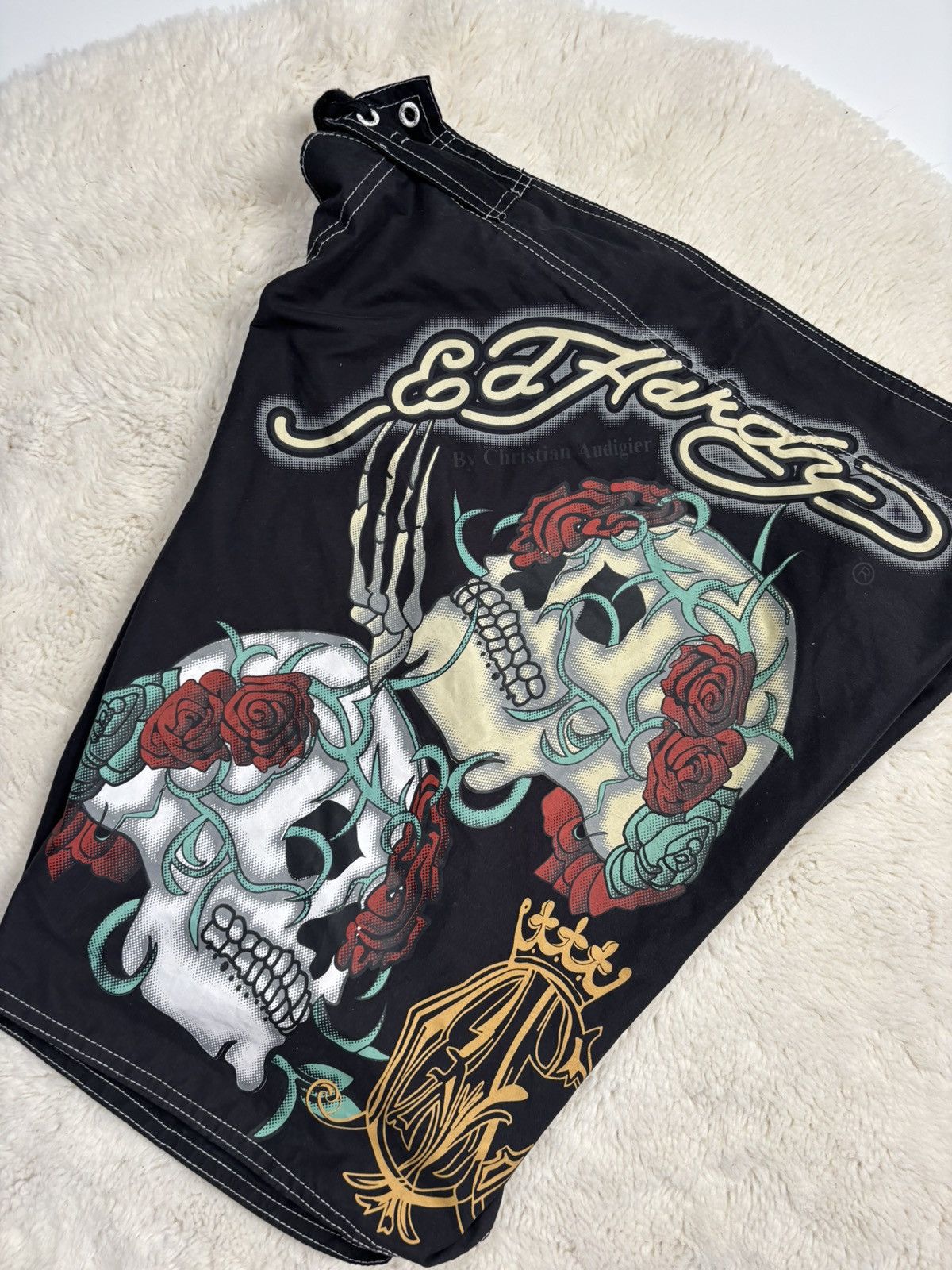 Christian Audigier × Ed Hardy Ed Hardy Vintage Rare Shorts Big Logo Y2K Style Size US 34 / EU 50 - 7 Thumbnail