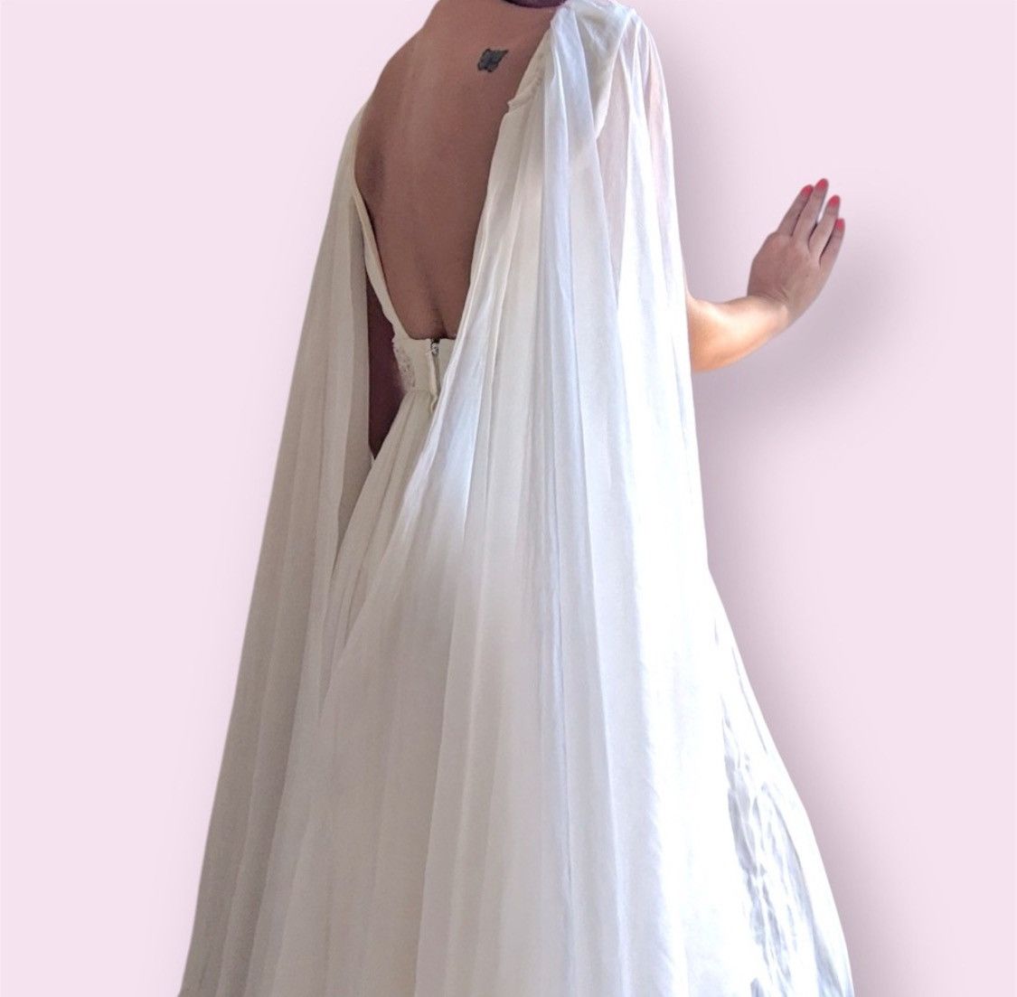 Vintage 1950s Chiffon Cape Dress Size S / US 4 / IT 40 - 2 Thumbnail