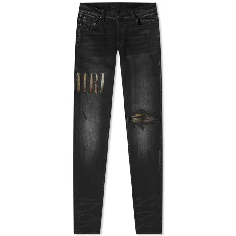 Amiri o1gr1nt0924 Core Applique Jeans in Black Size US 33 - 1 Thumbnail