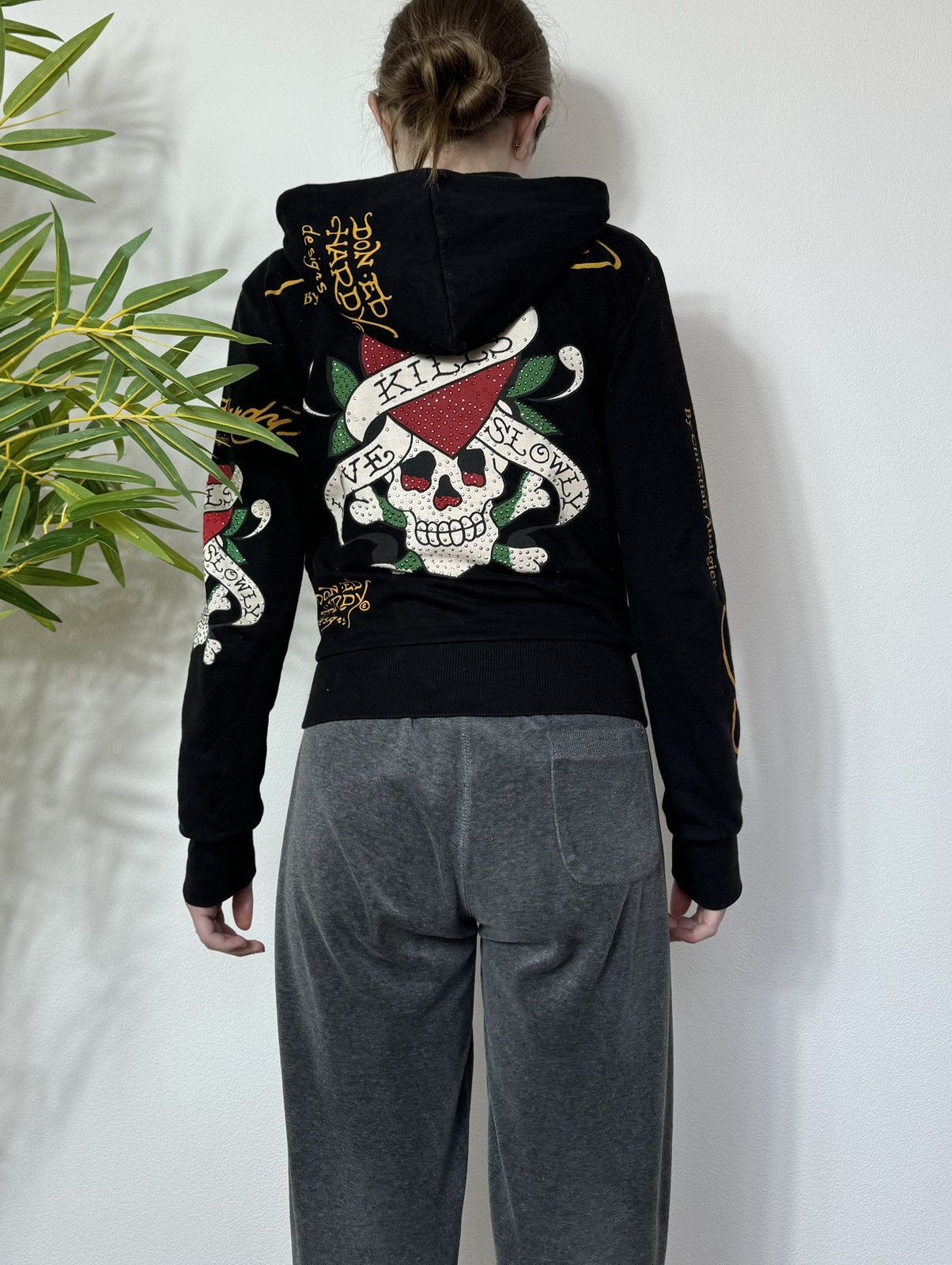 Ed Hardy VINTAGE ED HARDY ALL OVER PRINTED 2000s ZIP UP HOODIE Size S / US 4 / IT 40 - 3 Thumbnail