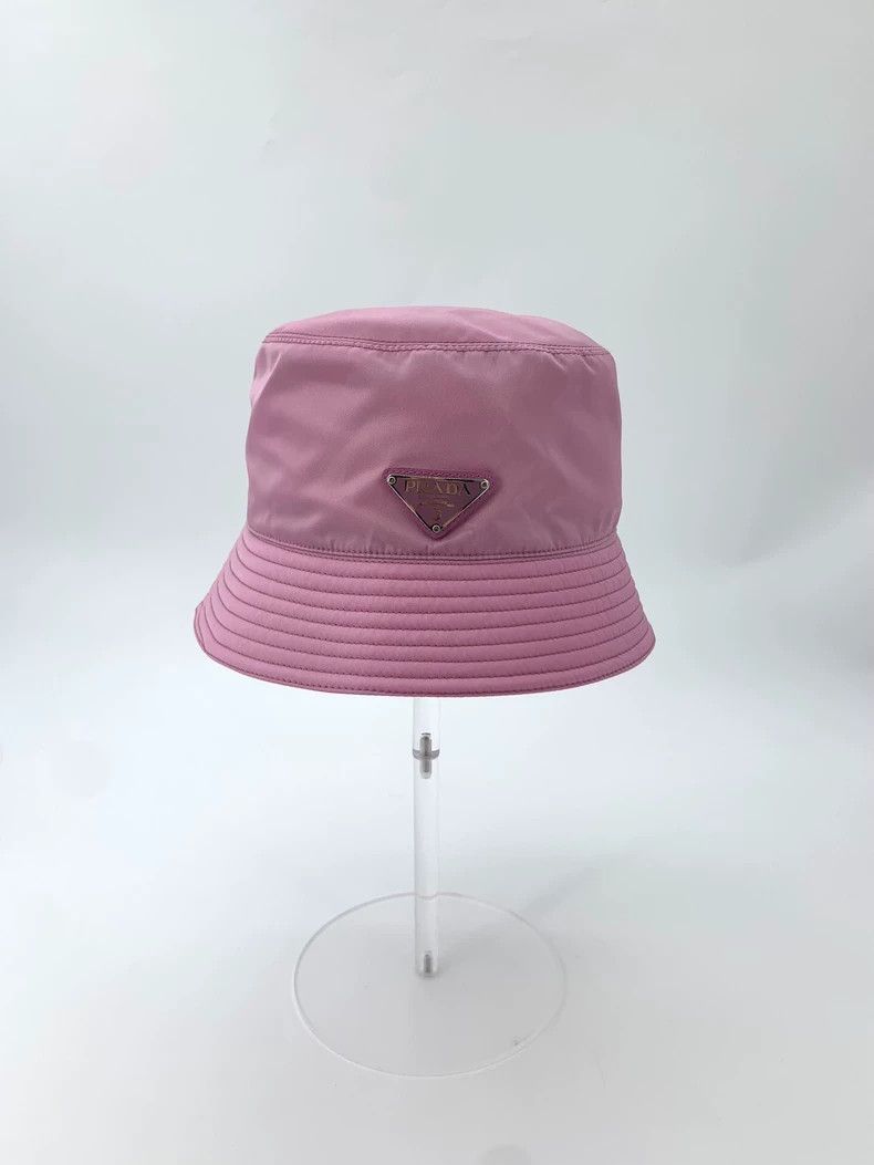 Prada Prada Size M Pink logo triangle fisherman hat sunshade hat Size ONE SIZE - 3 Thumbnail