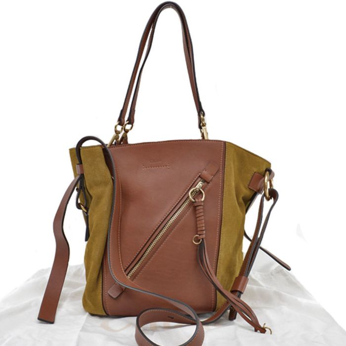 Chloe CHLOE Bag Brown Khaki Gold Leather Suede Shoulder 2Way Ladies