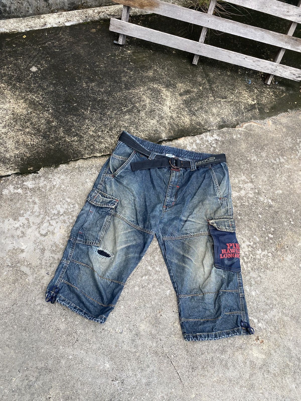 Vintage Distressed Piko Shorts Surfwear Hip Hop Jorts Pants