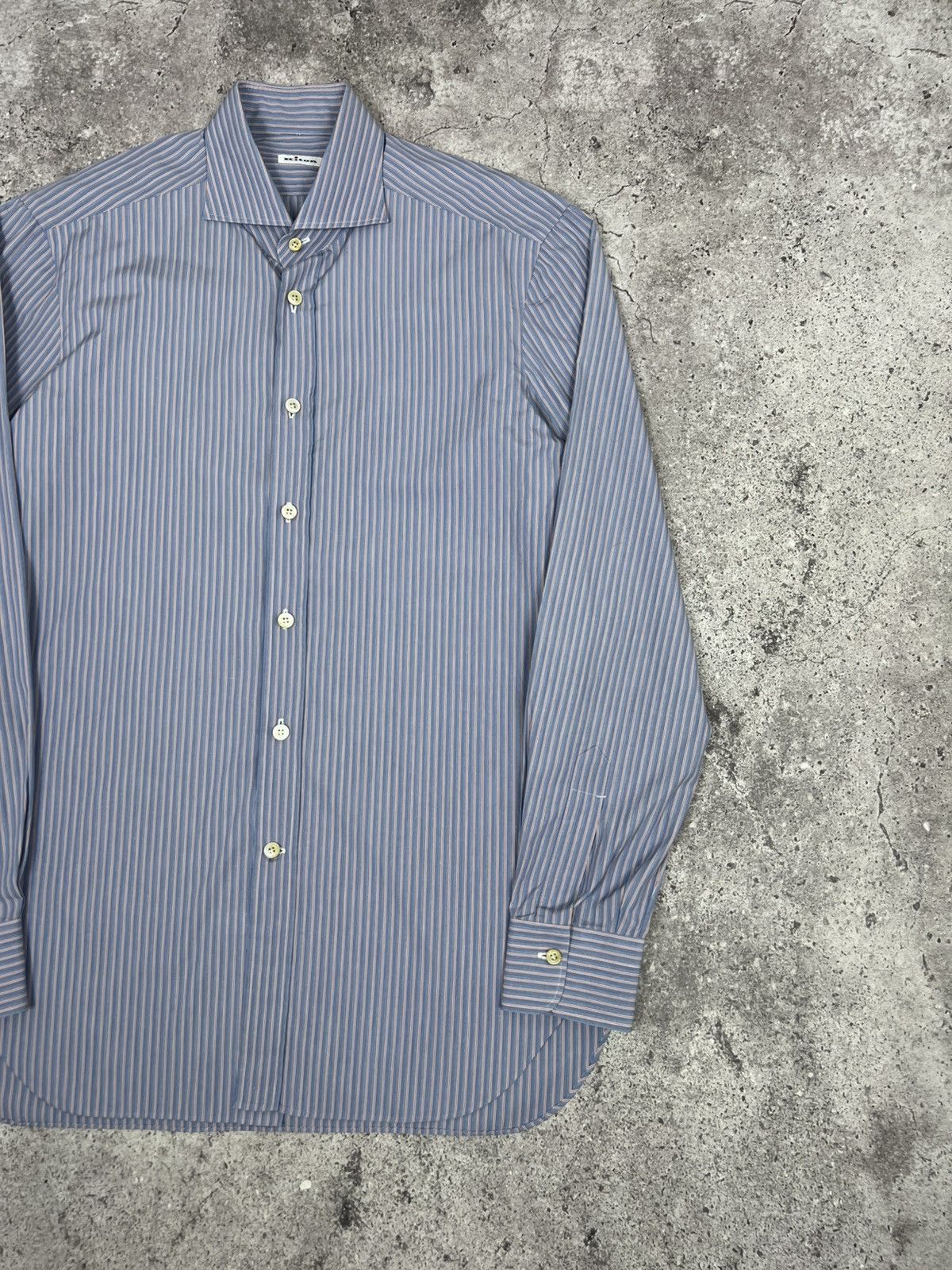 Kiton Kiton Napoli Dress Shirt Cotton Blue Size US L / EU 52-54 / 3 - 3 Thumbnail