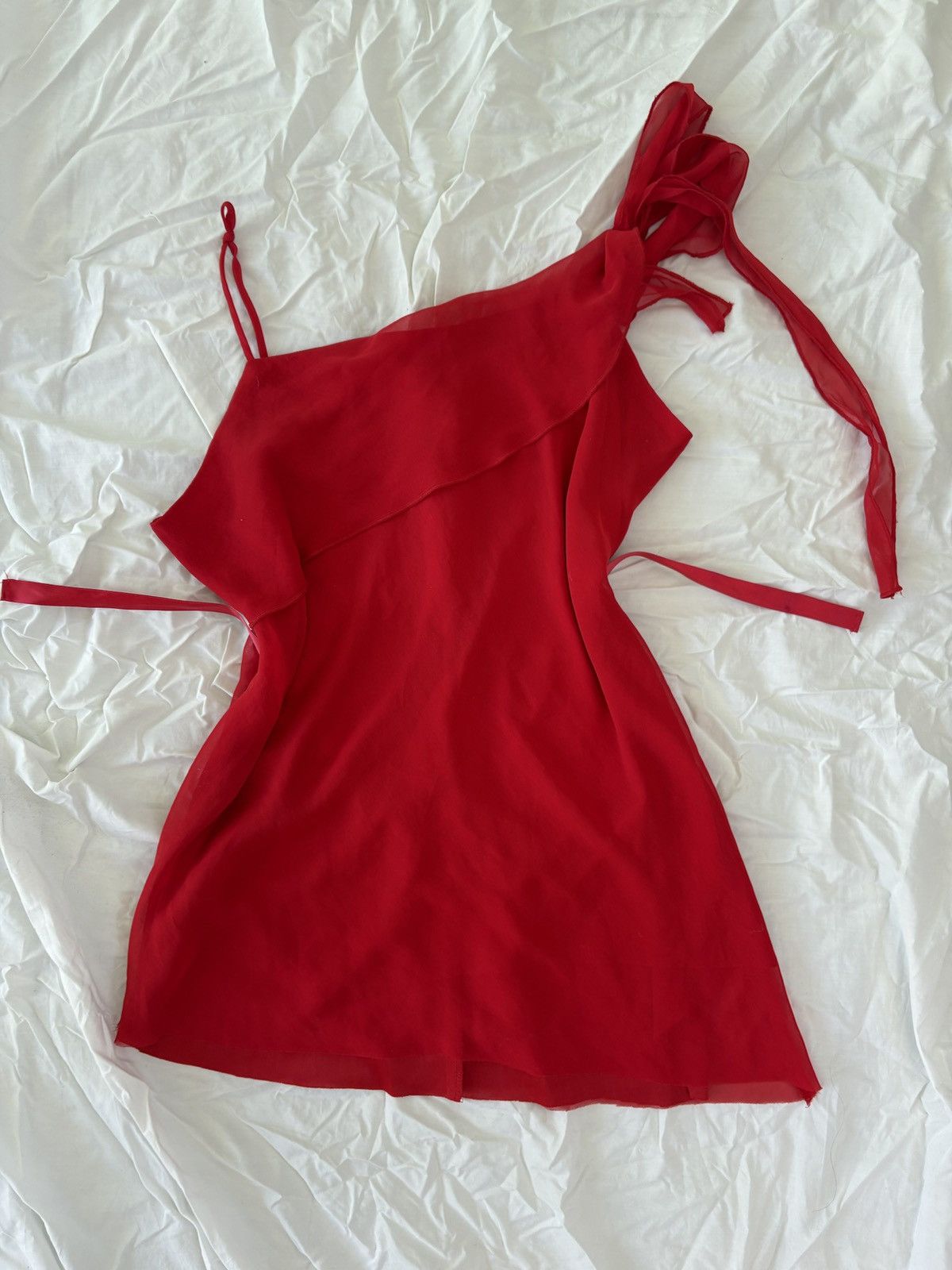 Vintage Red Flowy Dress / Top Size M / US 6-8 / IT 42-44 - 4 Thumbnail