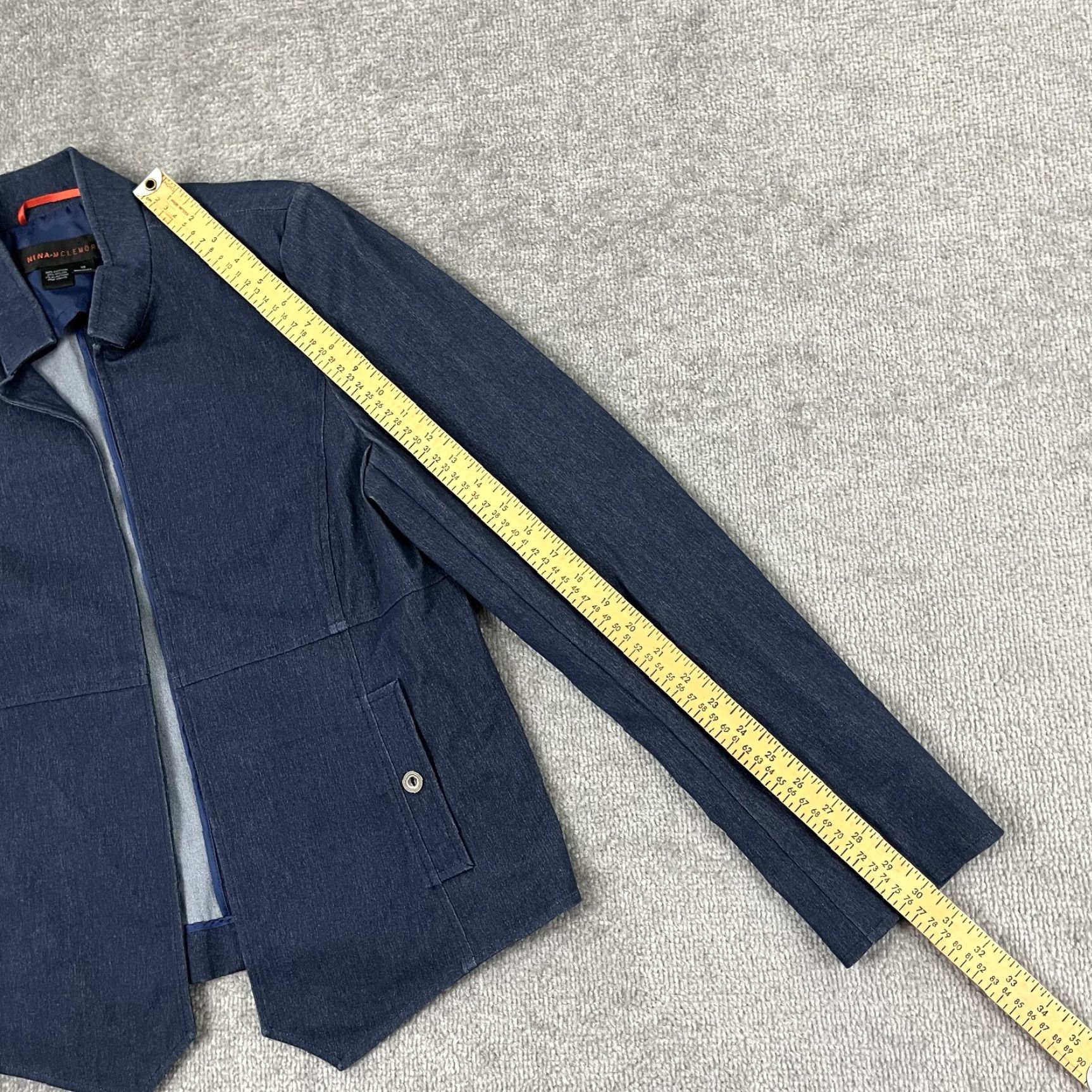 Vintage Nina Mclemore Jacket Blazer Women Size 10 Blue Chambray Stretch Denim Open Front Size L / US 10 / IT 46 - 6 Thumbnail