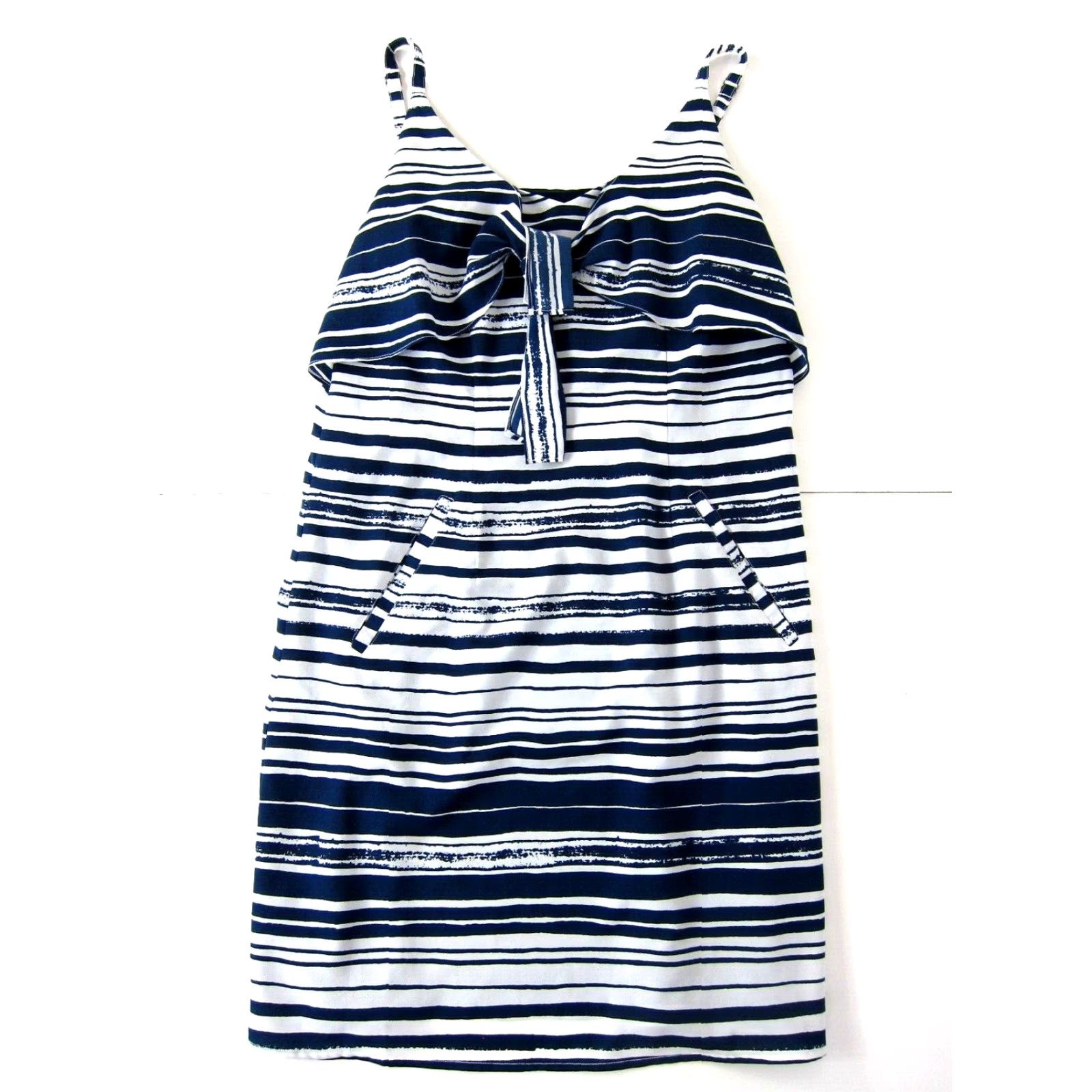 Vintage Cabi Blue White Stripe Pocket Front Tie Tunic Tank Slip Sun Dress Women Small Size S / US 4 / IT 40 - 2 Thumbnail