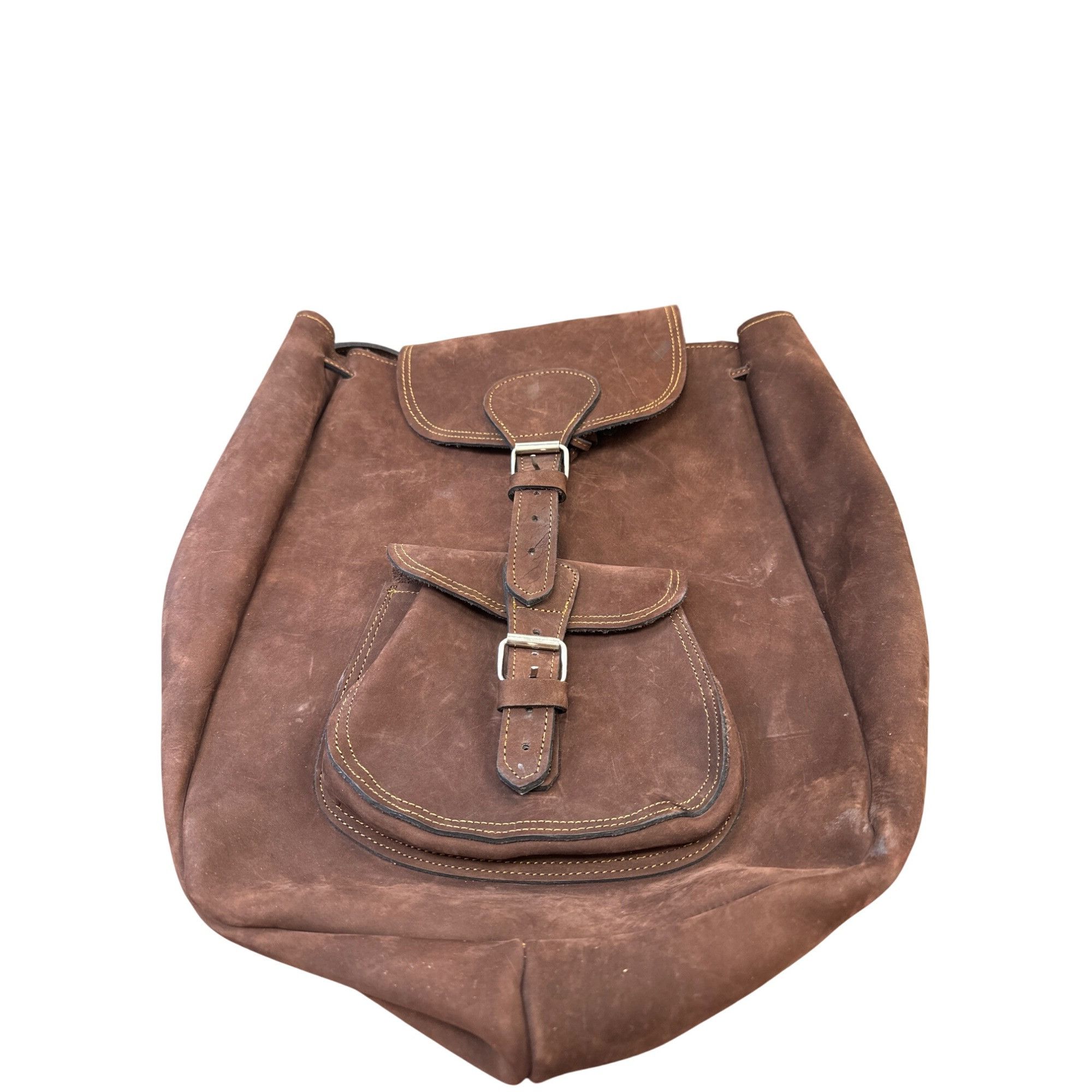 Designer Vintage Brown Leather Suede Backpack With Adjustable Straps Size ONE SIZE - 9 Thumbnail
