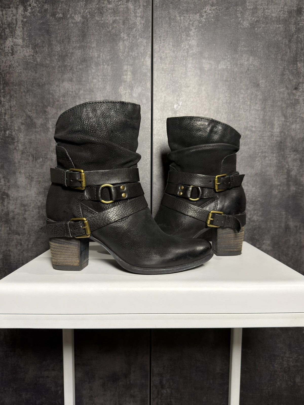 Vintage Vintage Leather Belted Heels Boots Western Owens Dirk Yohji Size US 9 / IT 39 - 1 Thumbnail