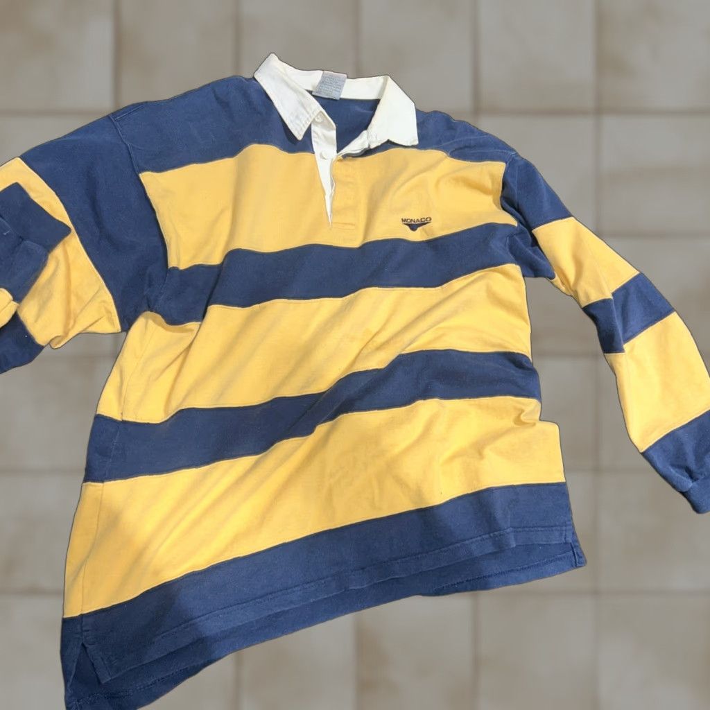 Vintage Collegiate Rugby Shirt Men L 100% Cotton USA Spirit Bkue And Gold Polo University Collegiate Style Size US L / EU 52-54 / 3 - 1 Thumbnail