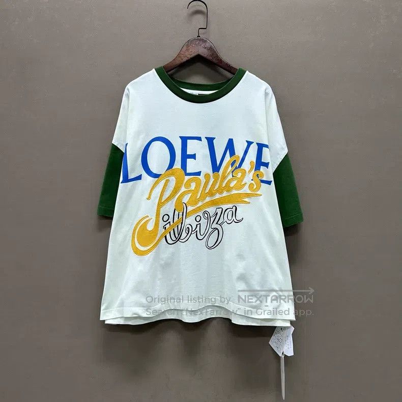 Loewe Loewe White and Green Colorblock Logo Short Sleeve Size US M / EU 48-50 / 2 - 1 Thumbnail