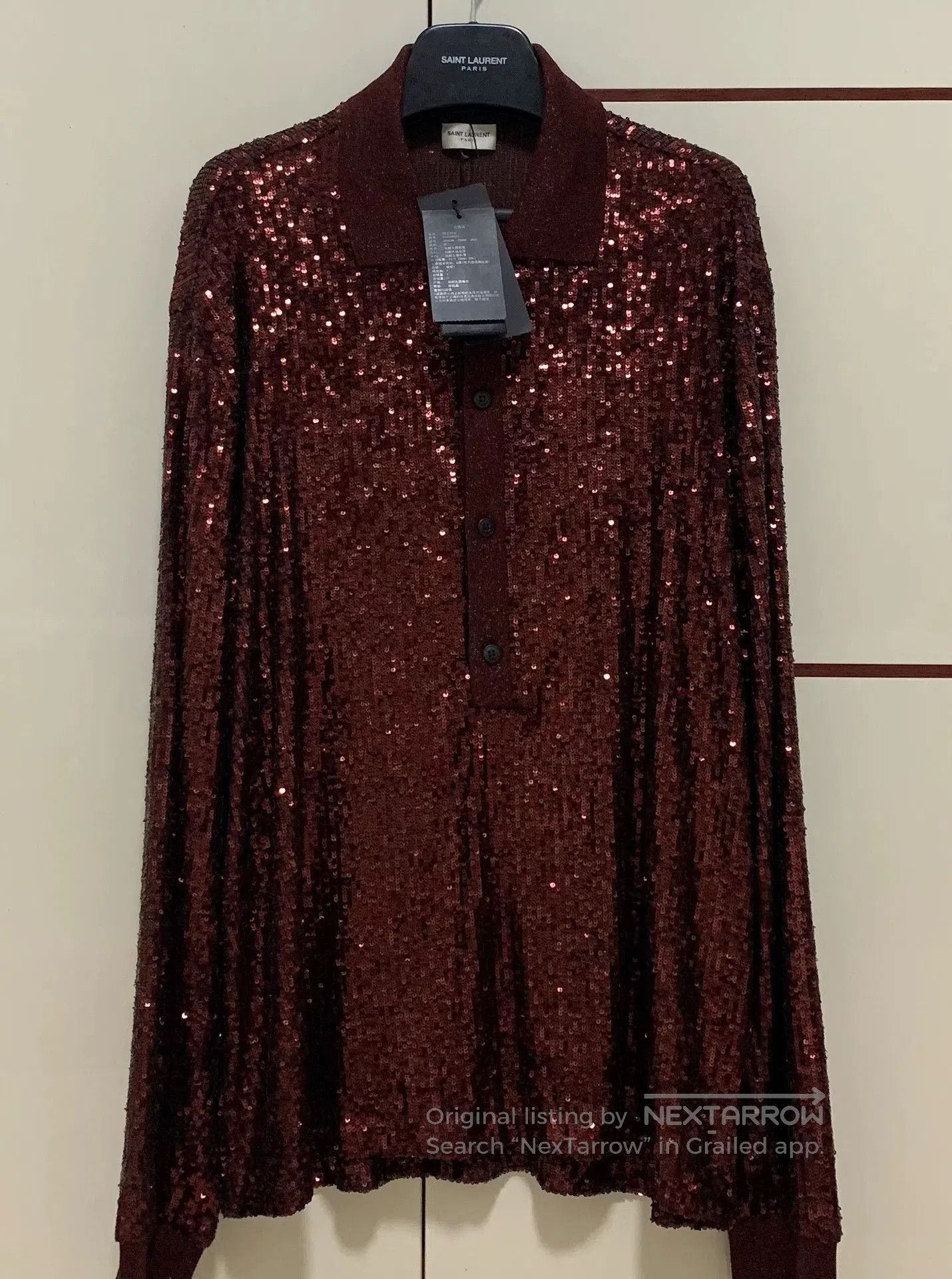 Saint Laurent Paris Saint Laurent SLP Red Sequin Shirt. Size US XL / EU 56 / 4 - 1 Thumbnail