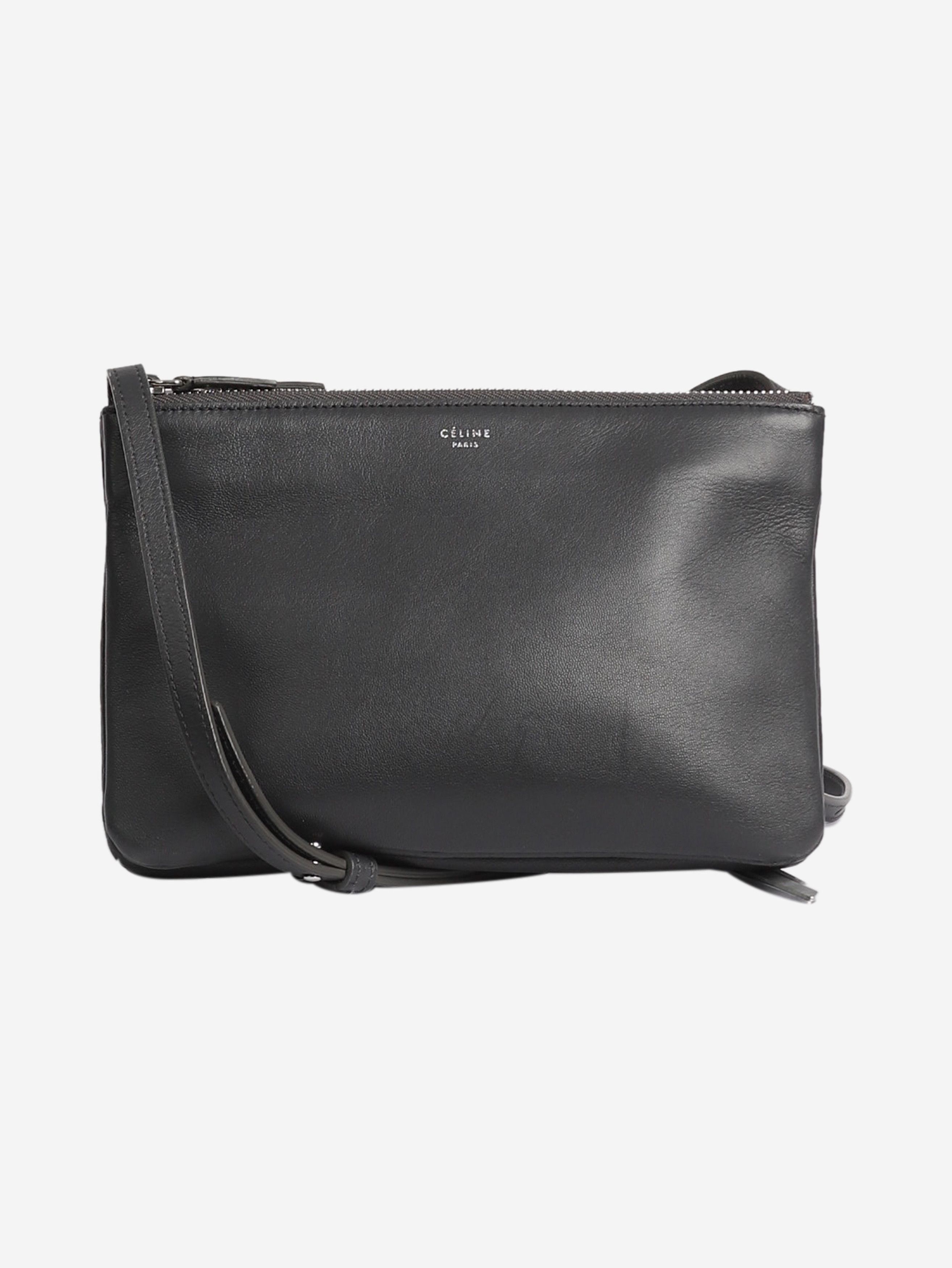 Dark grey Trio leather shoulder bag