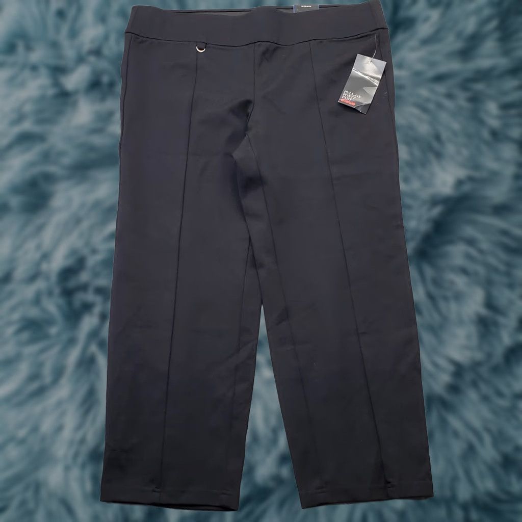 Avenue Avenue Ponte Pants Womens Petites 18/20 Black Stretch Casual Straight Leg Pull On Size 40" / US 18 - 1 Thumbnail