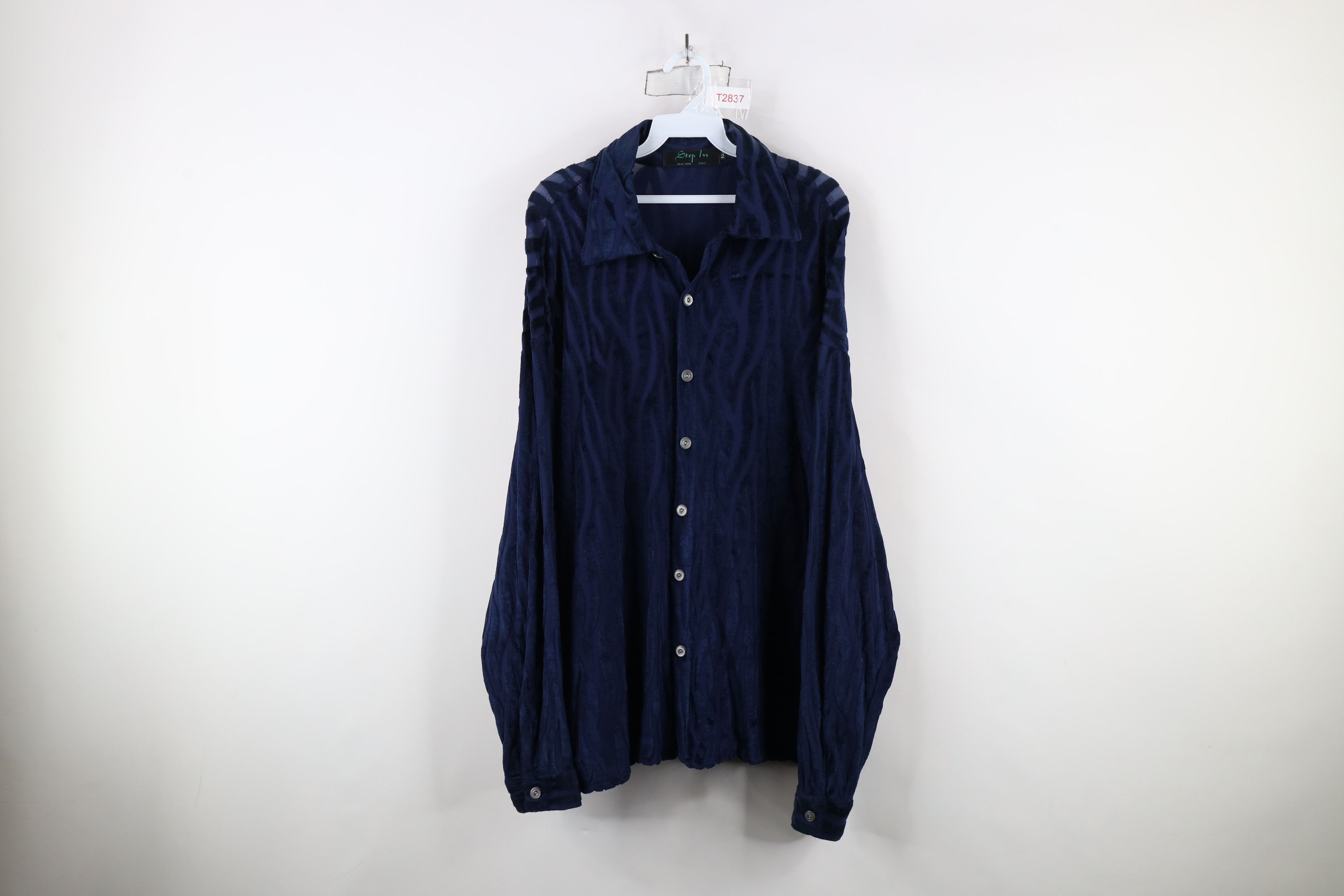 Vintage Vintage 90s Streetwear EDM Rave Collared Button Shirt Blue Size US XL / EU 56 / 4 - 1 Thumbnail