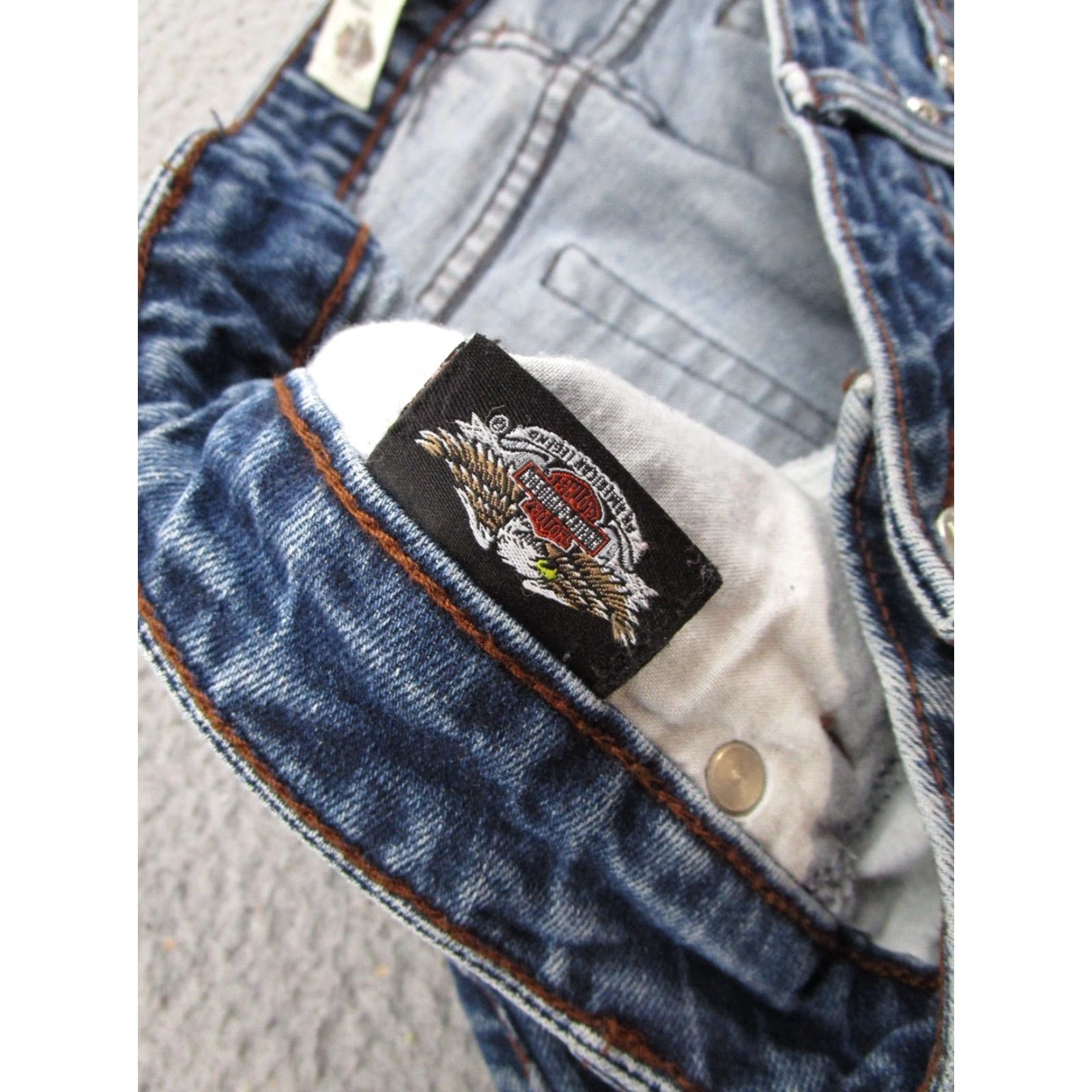 Harley Davidson VTG Harley-Davidson Women's Jeans Bootcut Blue Denim Size 34x29 Motorcycle Size 24" / US 00 / IT 34 - 5 Thumbnail