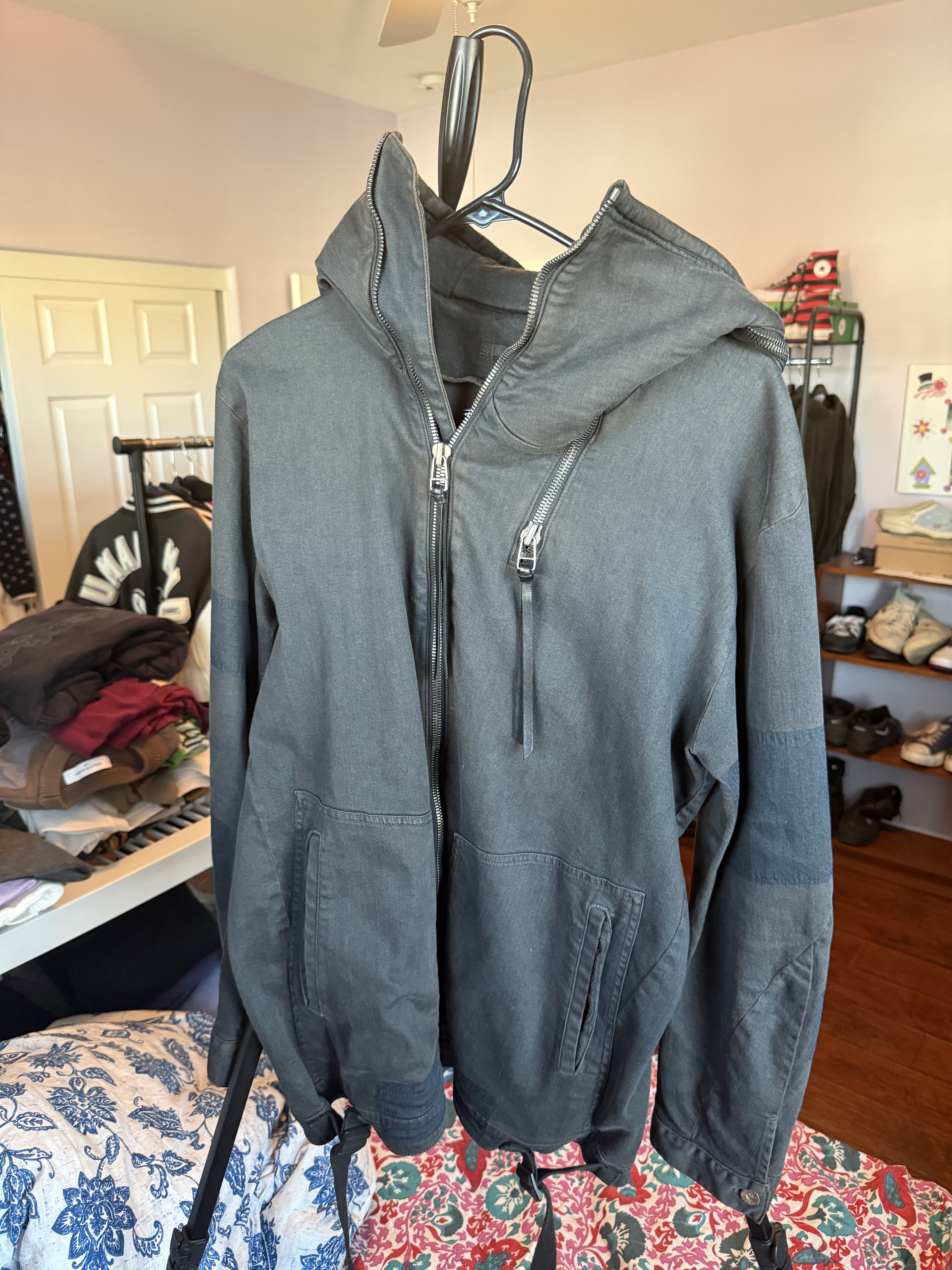 D.Hygen Gray Distressed Full Zip Hoodie w/ Side Zippers Japa