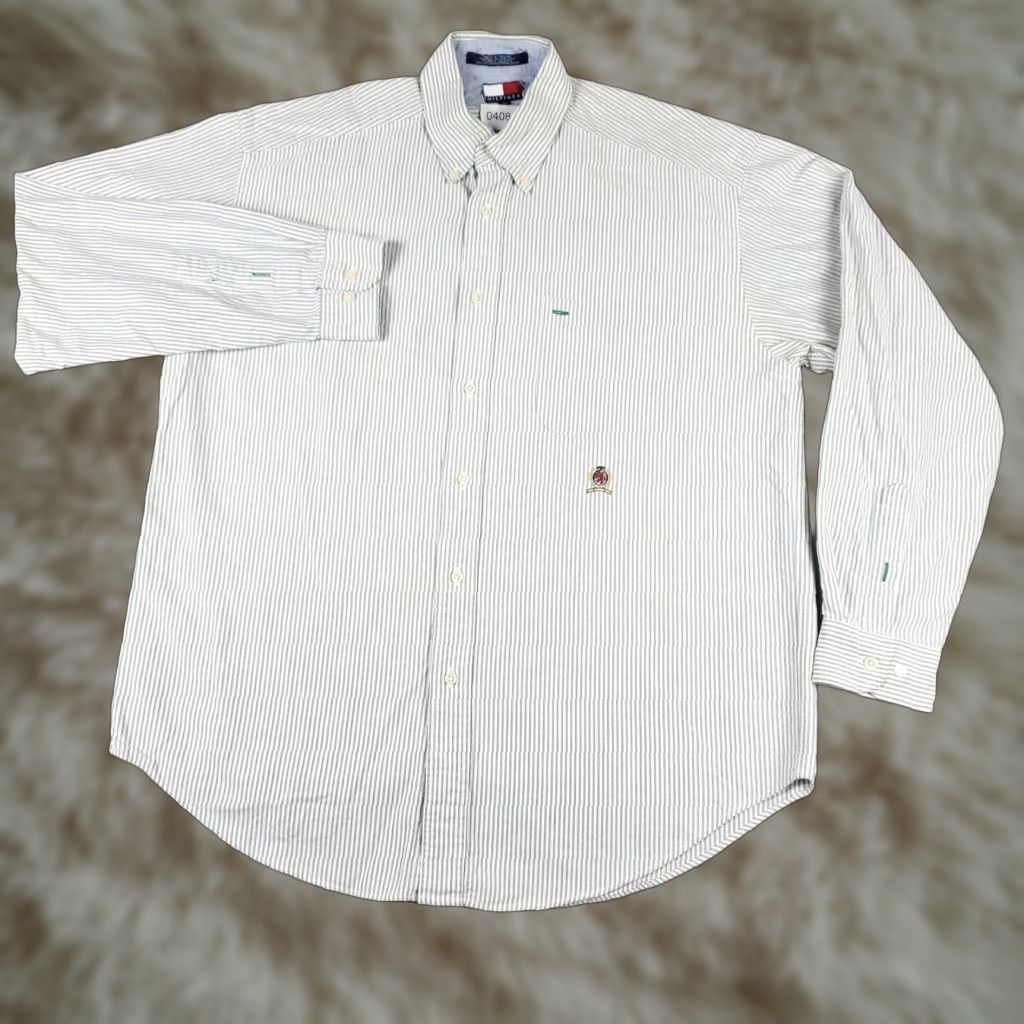 Tommy Hilfiger Tommy Hilfiger Button-Up Shirt Mens Medium Gray Striped Long Sleeve Casual Size US M / EU 48-50 / 2 - 1 Thumbnail