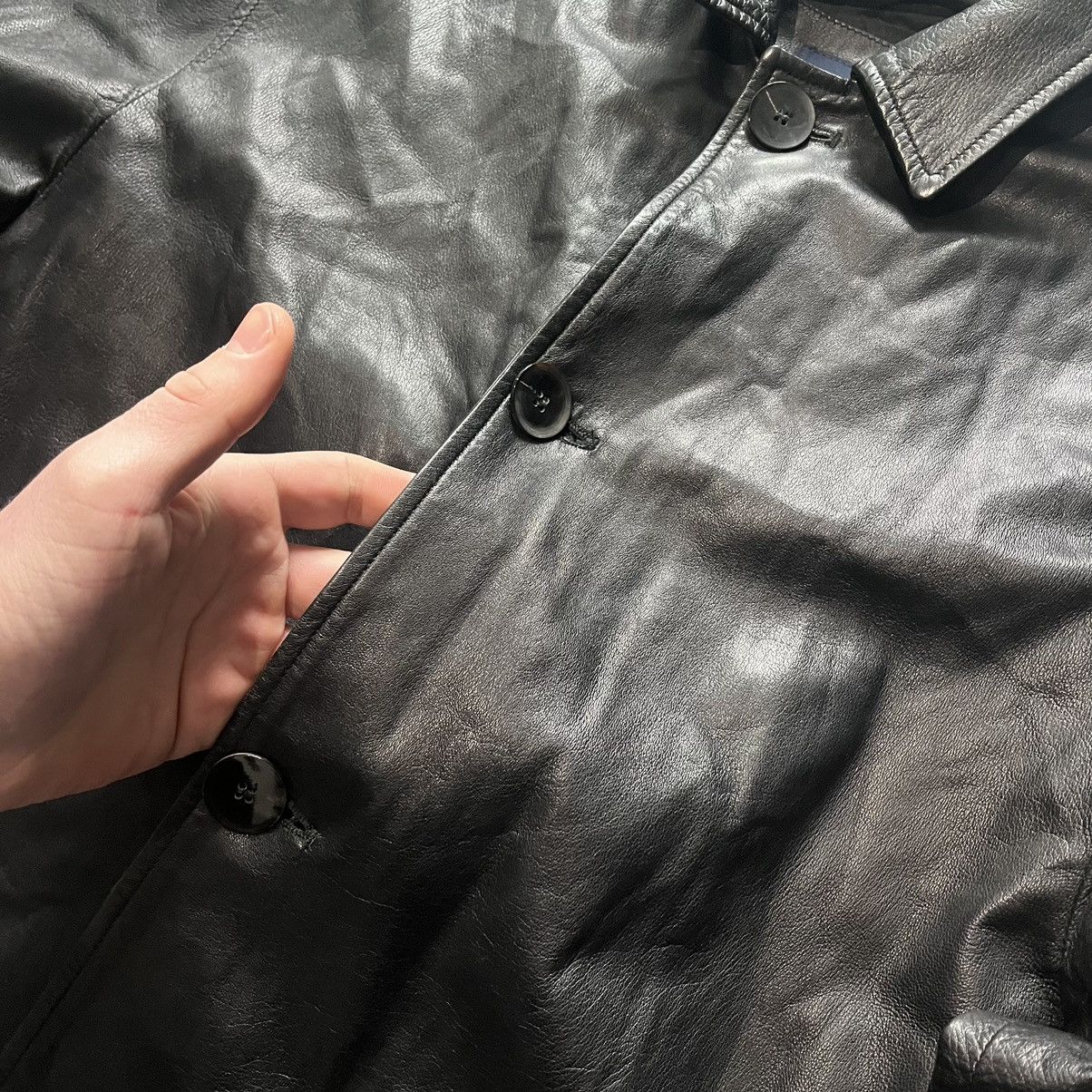 Canali Canali Leather Jackat Black Button Up Size US L / EU 52-54 / 3 - 6 Thumbnail