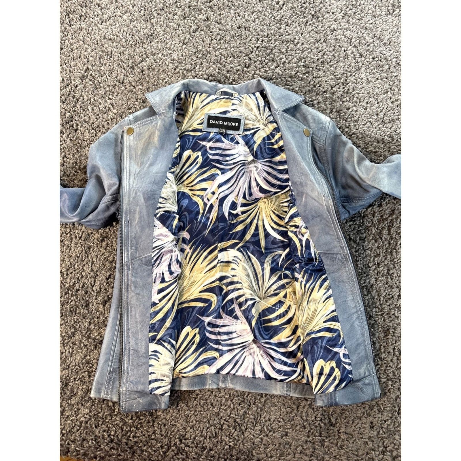 Vintage VINTAGE David Moore Leather Jacket Womens XS Blue Lined Full Zip Moto Distressed Classic Motorcycle Size XS / US 0-2 / IT 36-38 - 5 Thumbnail