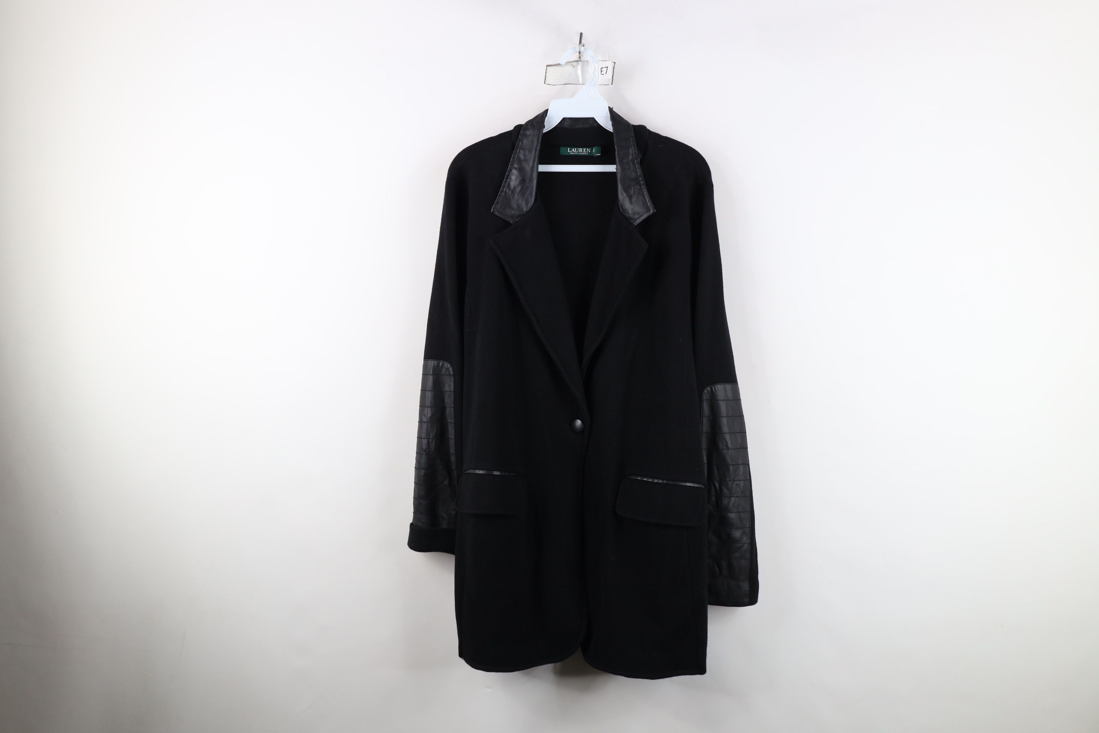 Ralph Lauren Vintage Ralph Lauren Faux Leather Trim Knit Blazer Jacket Size XL / US 12-14 / IT 48-50 - 1 Thumbnail