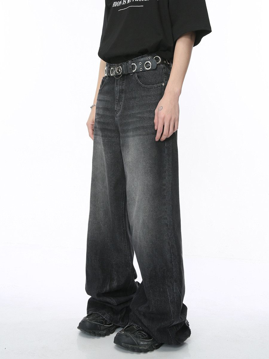 Japanese Brand Men's vintage distressed washed straight wide-leg jeans Size US 32 / EU 48 - 4 Thumbnail