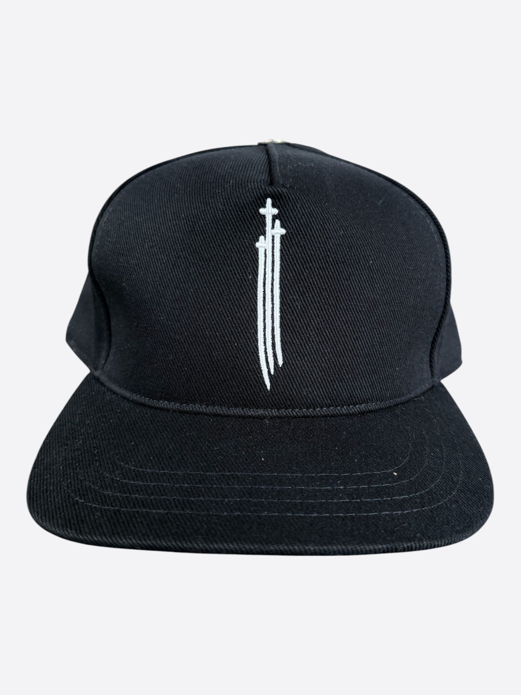 Chrome Hearts Black & White Embroidered Triple Cross RS3 Trucker Hat Size ONE SIZE - 1 Thumbnail