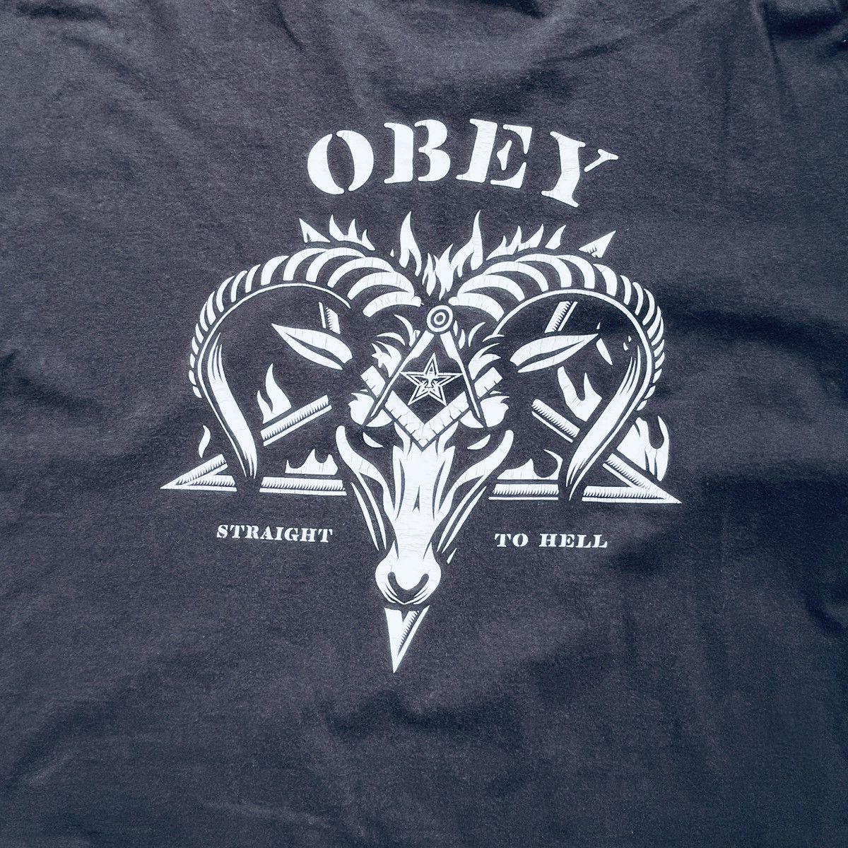 Obey Faded Vintage Y2K Obey Goat Head Straight To Hell TShirt Size US XL / EU 56 / 4 - 11 Thumbnail