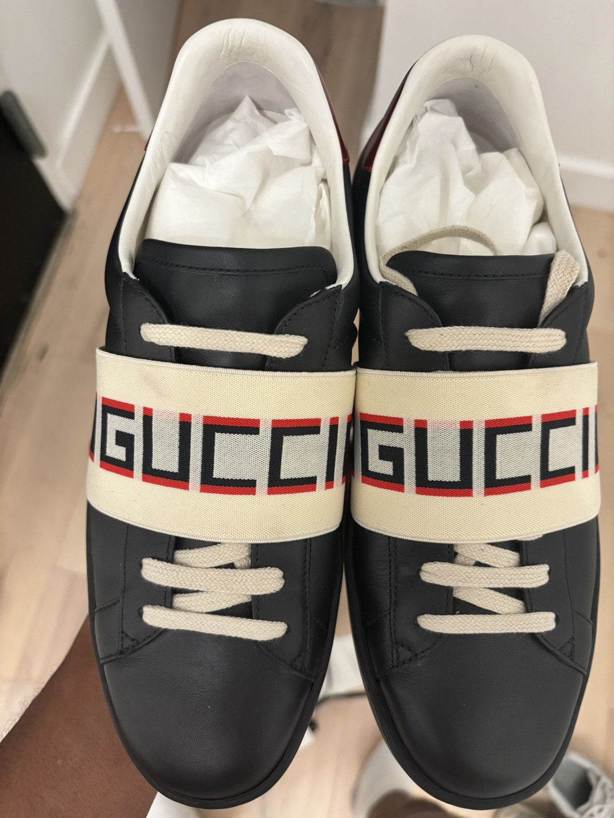 Gucci Gucci Ace Stripe Leather ‘Black’ Size US 8.5 / IT 38.5 - 7 Thumbnail