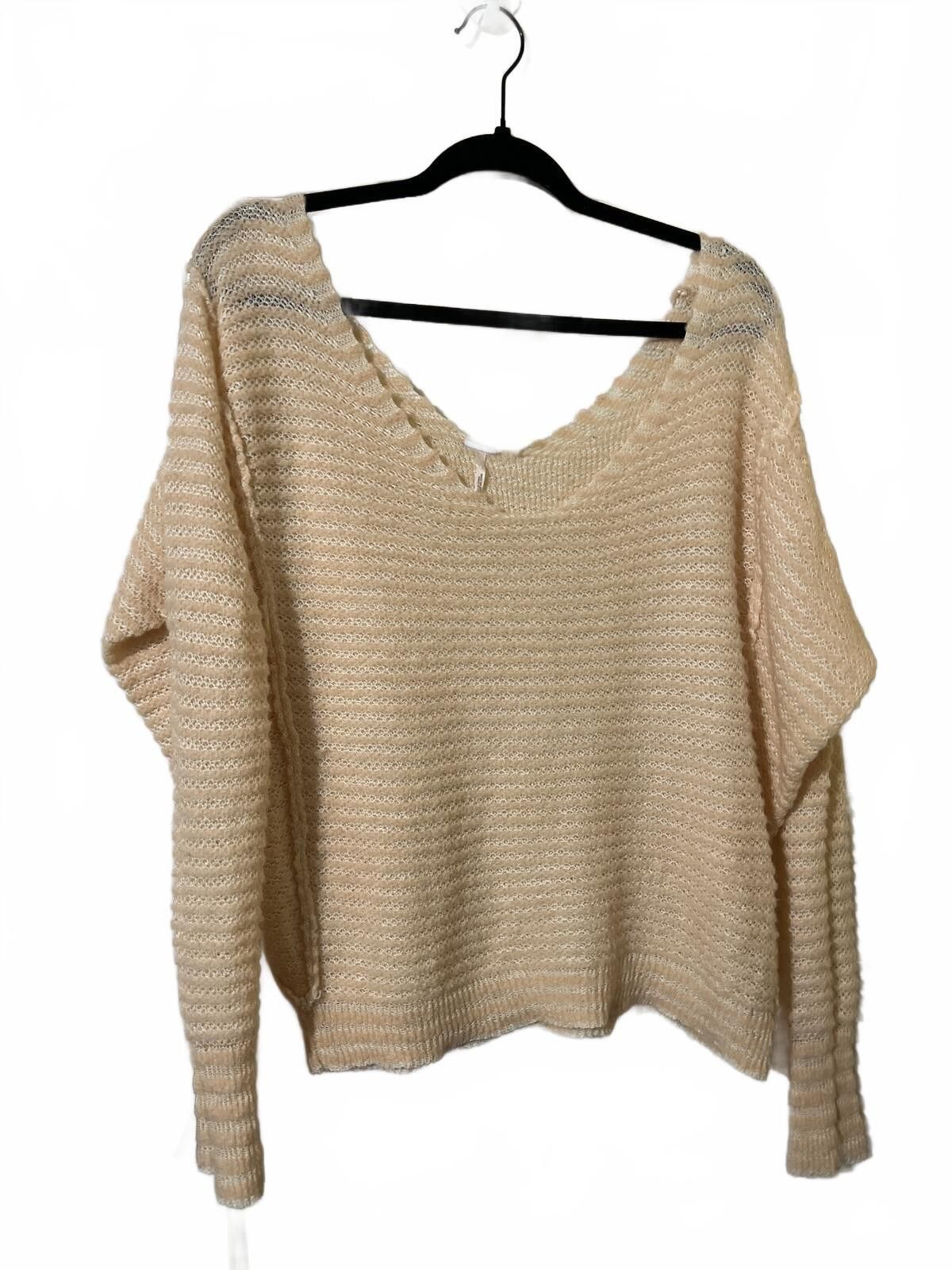 Free People Free People peach bumblebee linen wool Knit V-Neck Sweater S Size S / US 4 / IT 40 - 2 Thumbnail
