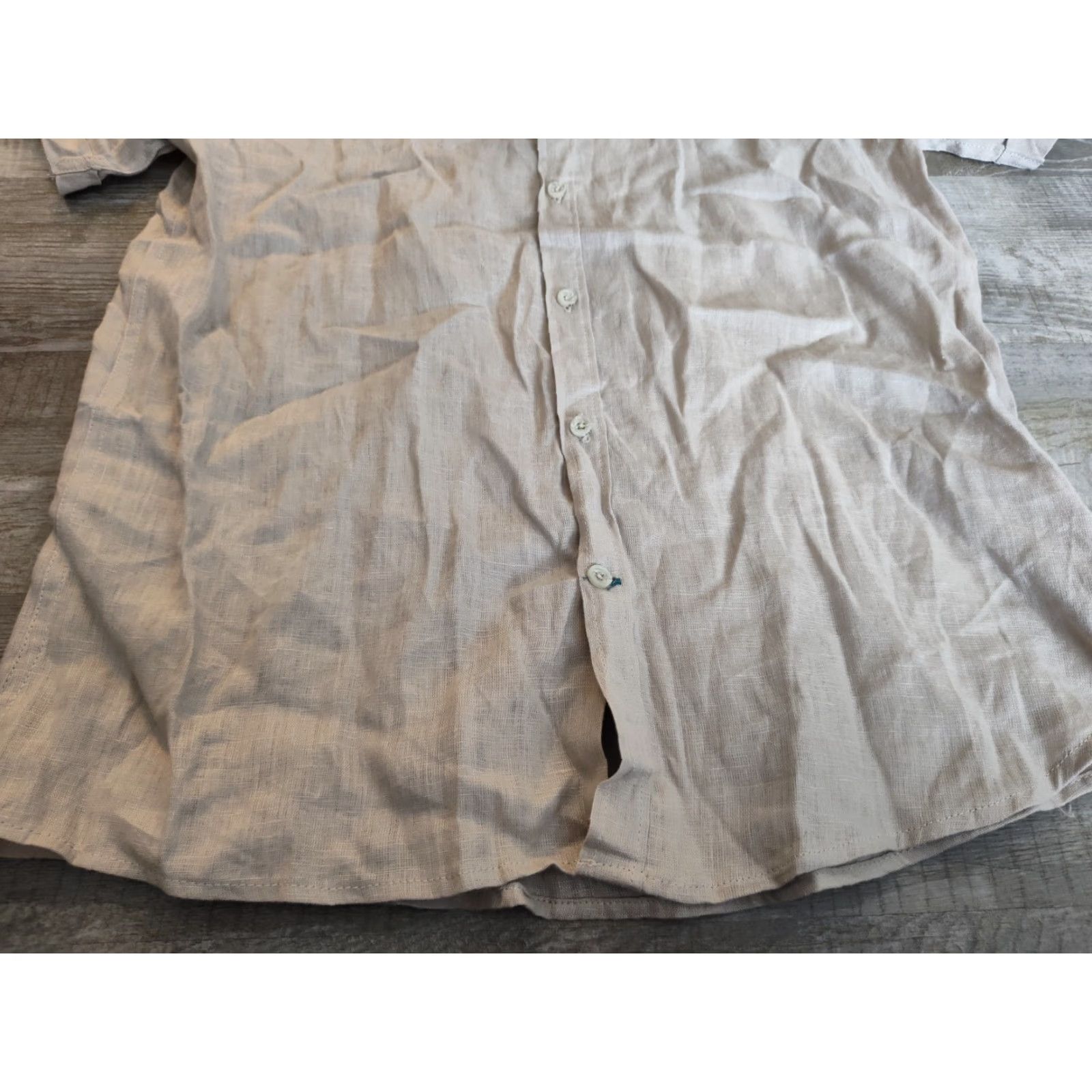Ike Behar VINTAGE Ike Behar Men’s Linen Shirt Camp Short Sleeve Casual Sz M Beige Size US M / EU 48-50 / 2 - 2 Thumbnail