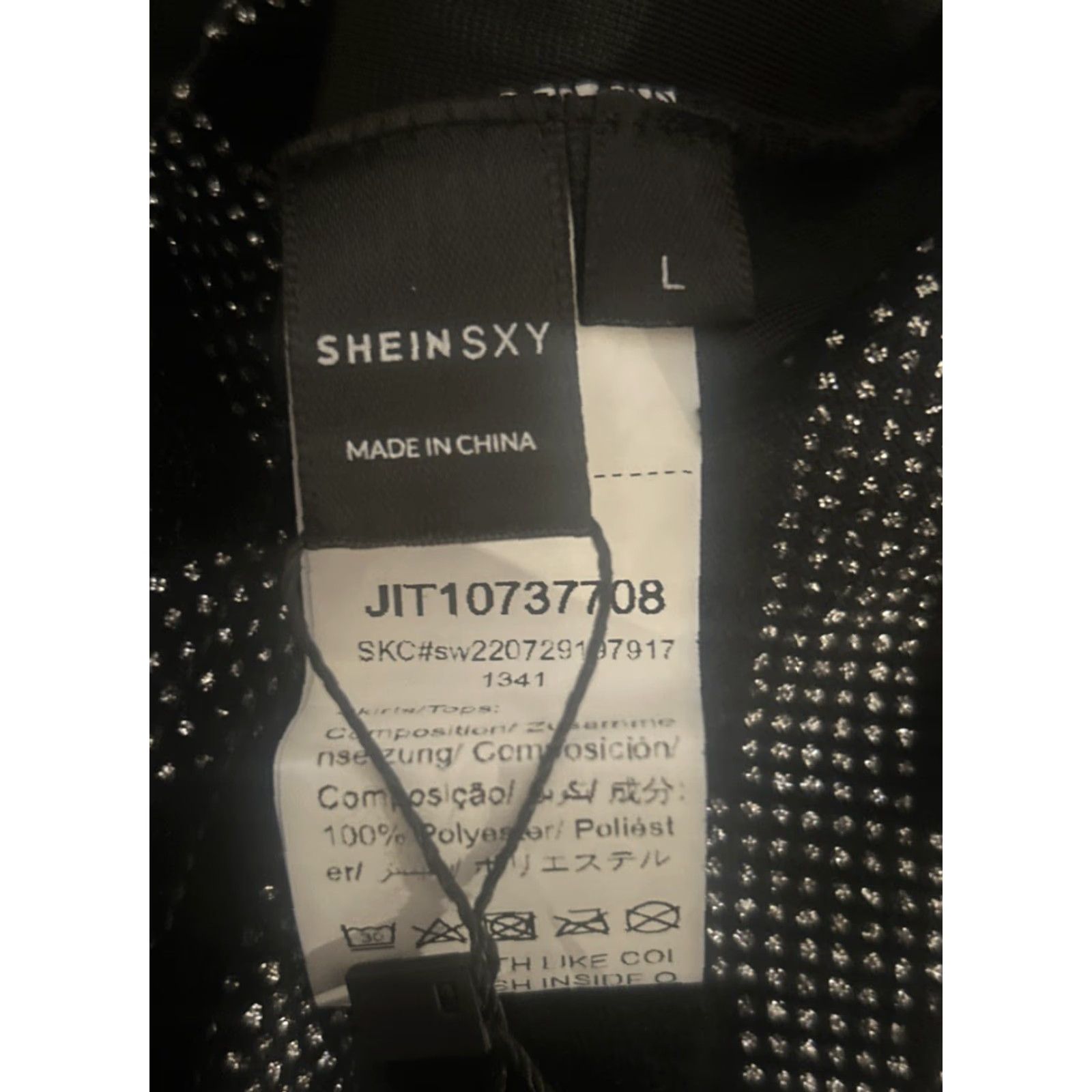 Shein NWT Shein Sheinsxy Black Crop Top Jrs. Sz L sheer sparkle L/S 2135 Blouse Cropped Womens Girls L Size L / US 10 / IT 46 - 4 Thumbnail