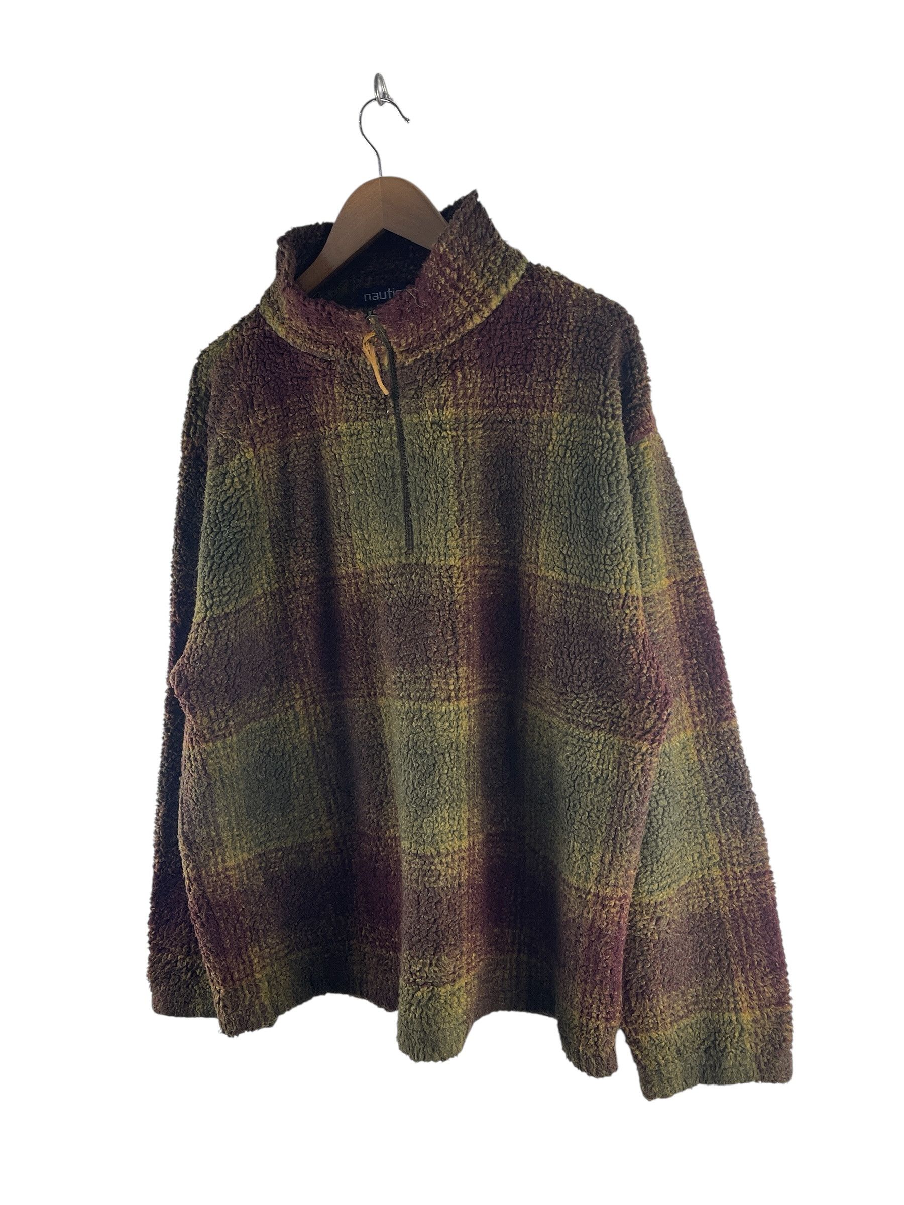 Nautica Nautica Plaid Sherpa Quarter Zip Fleece Pullover Jacket Size US L / EU 52-54 / 3 - 4 Thumbnail