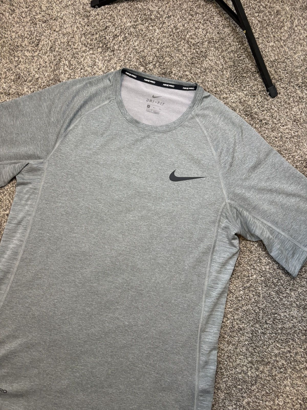 Nike Nike Pro Dri Fit Fitted Gray Gym Training Workout Shirt Men Size US M / EU 48-50 / 2 - 2 Thumbnail