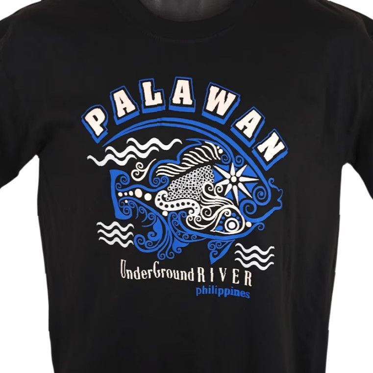 Vintage Palawan Philippines T Shirt Mens Size Small Black Underground River Travel Destination Tee Size US S / EU 44-46 / 1 - 2 Thumbnail