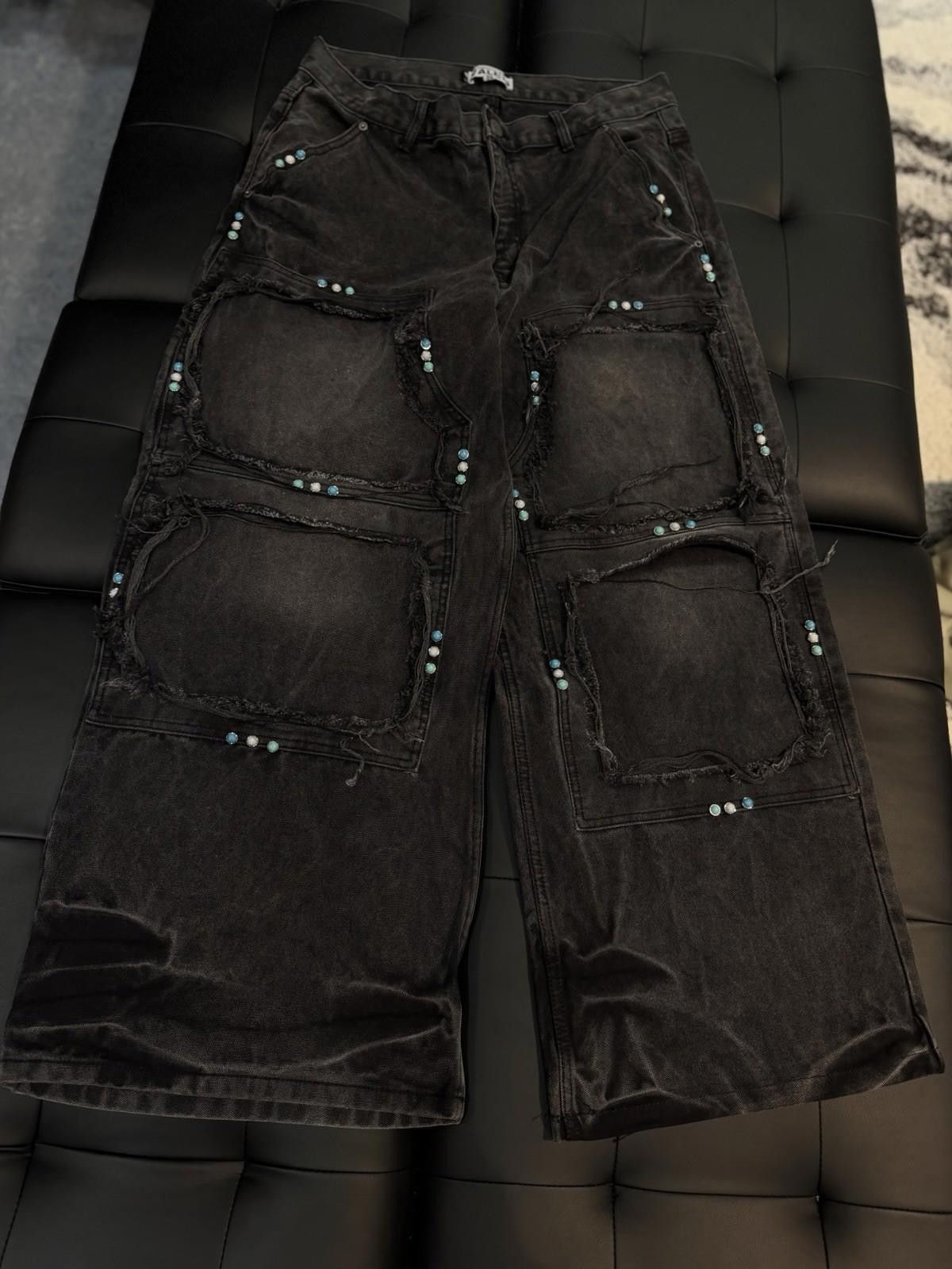 Vale Valley Baggy Denim Black Jeans Size 36 (NEW) Pants Crystal Size US 36 / EU 52 - 1 Thumbnail