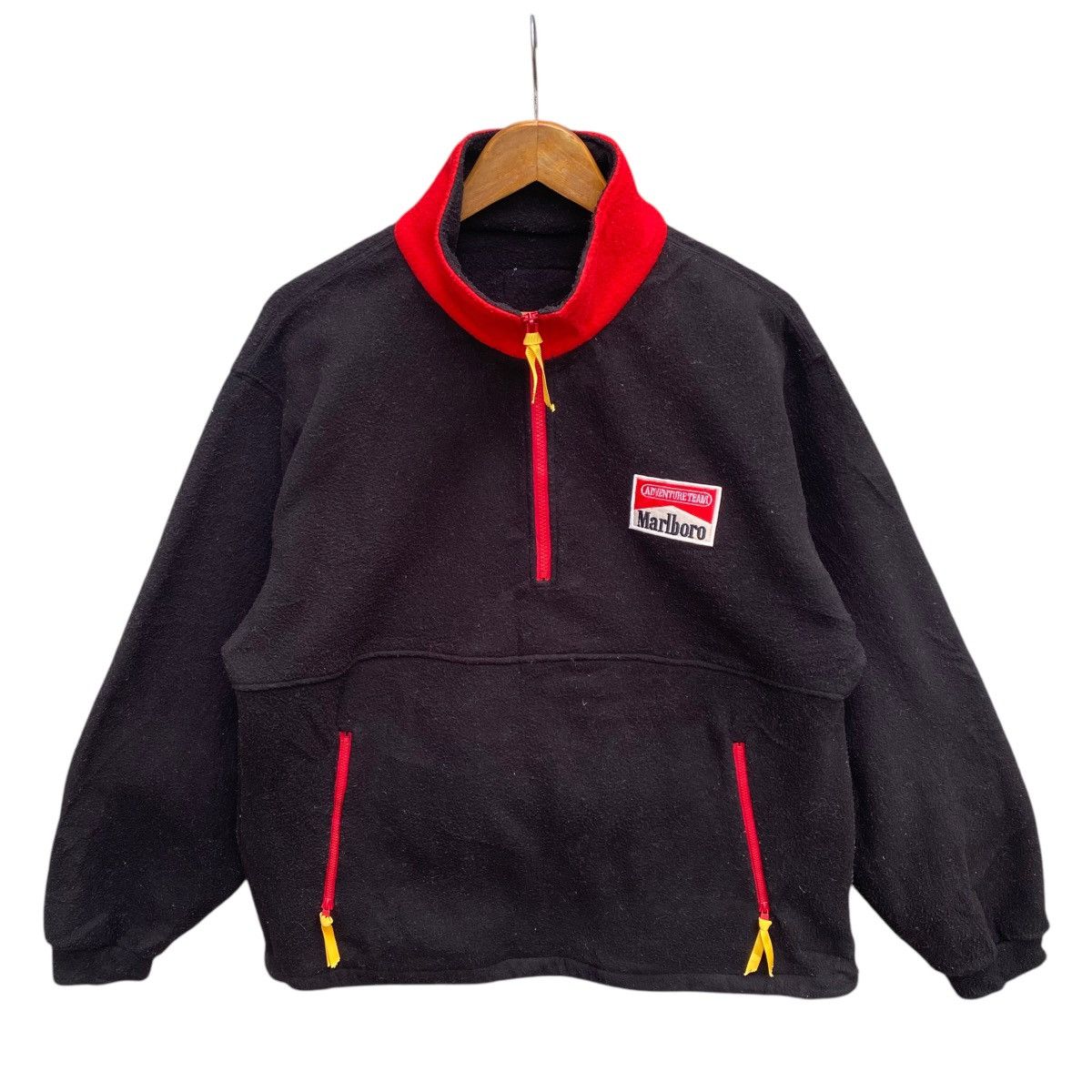 Marlboro × Vintage 💥90s MARLBORO FLEECE HALFZIP ANORAK SWEATER Size US L / EU 52-54 / 3 - 1 Thumbnail
