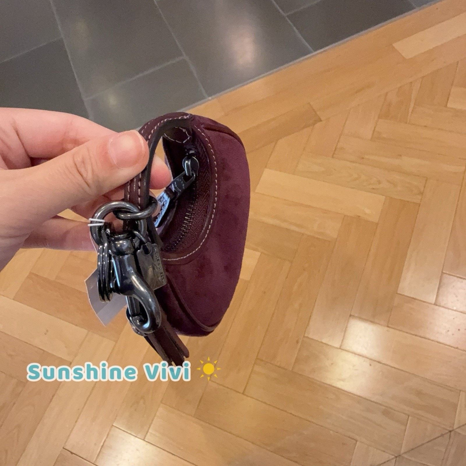 Coach NWT Coach Carmen Bag Charm Gunmetal/Burgundy Velvet CCF19 Size ONE SIZE - 7 Thumbnail