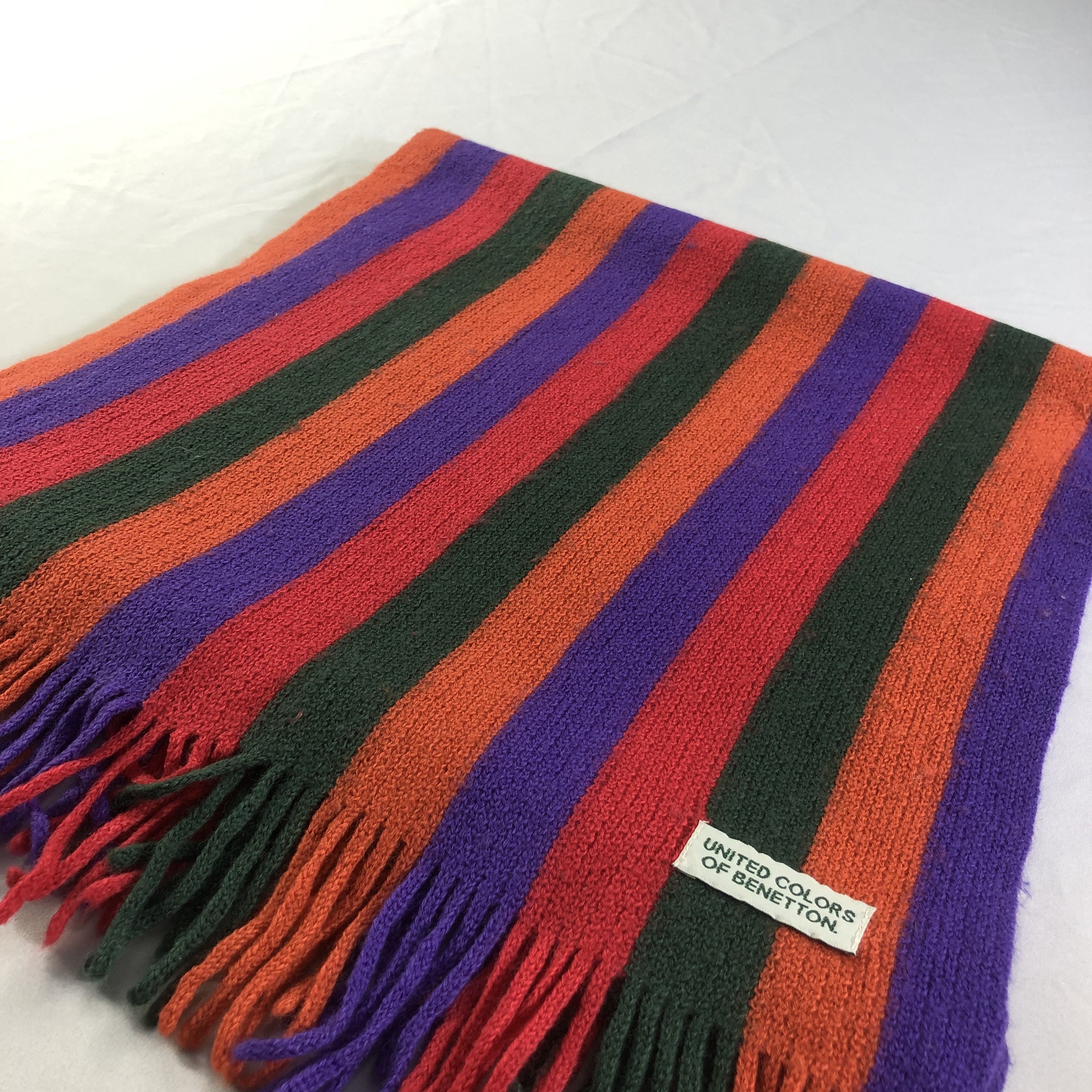 United Colors Of Benetton United Colors of Benetton Stripes Wool Scarf Muffler V1669 Size ONE SIZE - 3 Thumbnail